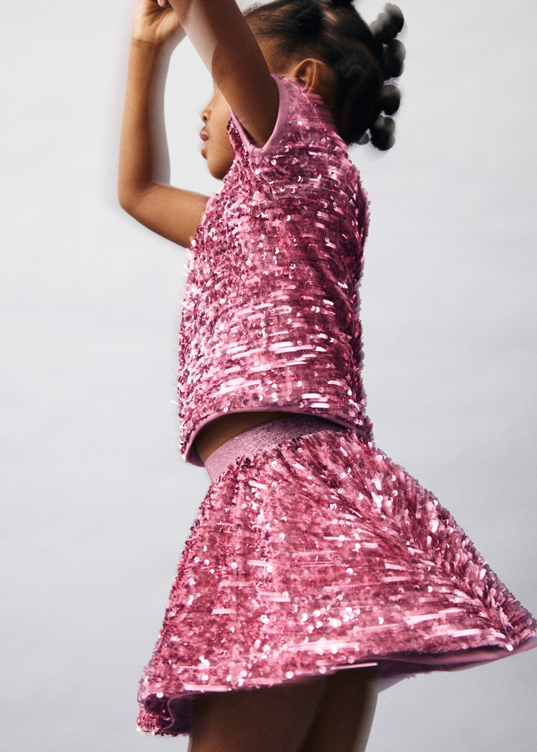 Short skirt with sequins - Medium plane, Pink. Ref: 17059096-00.