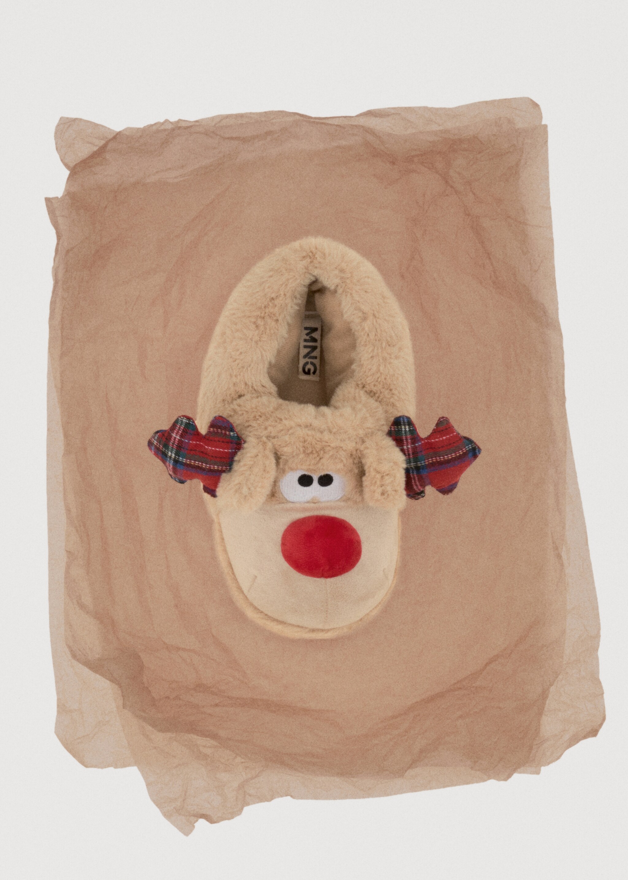 Reindeer slippers - Details of the article 7, Brown. Ref: 17059099-00.