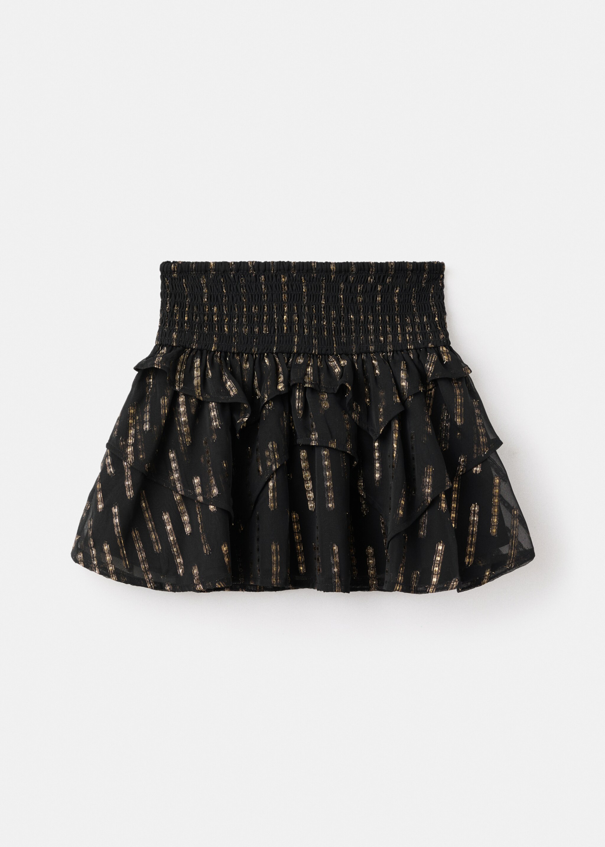 Ruffled lurex skirt - Article without model, Black. Ref: 17059100-00.