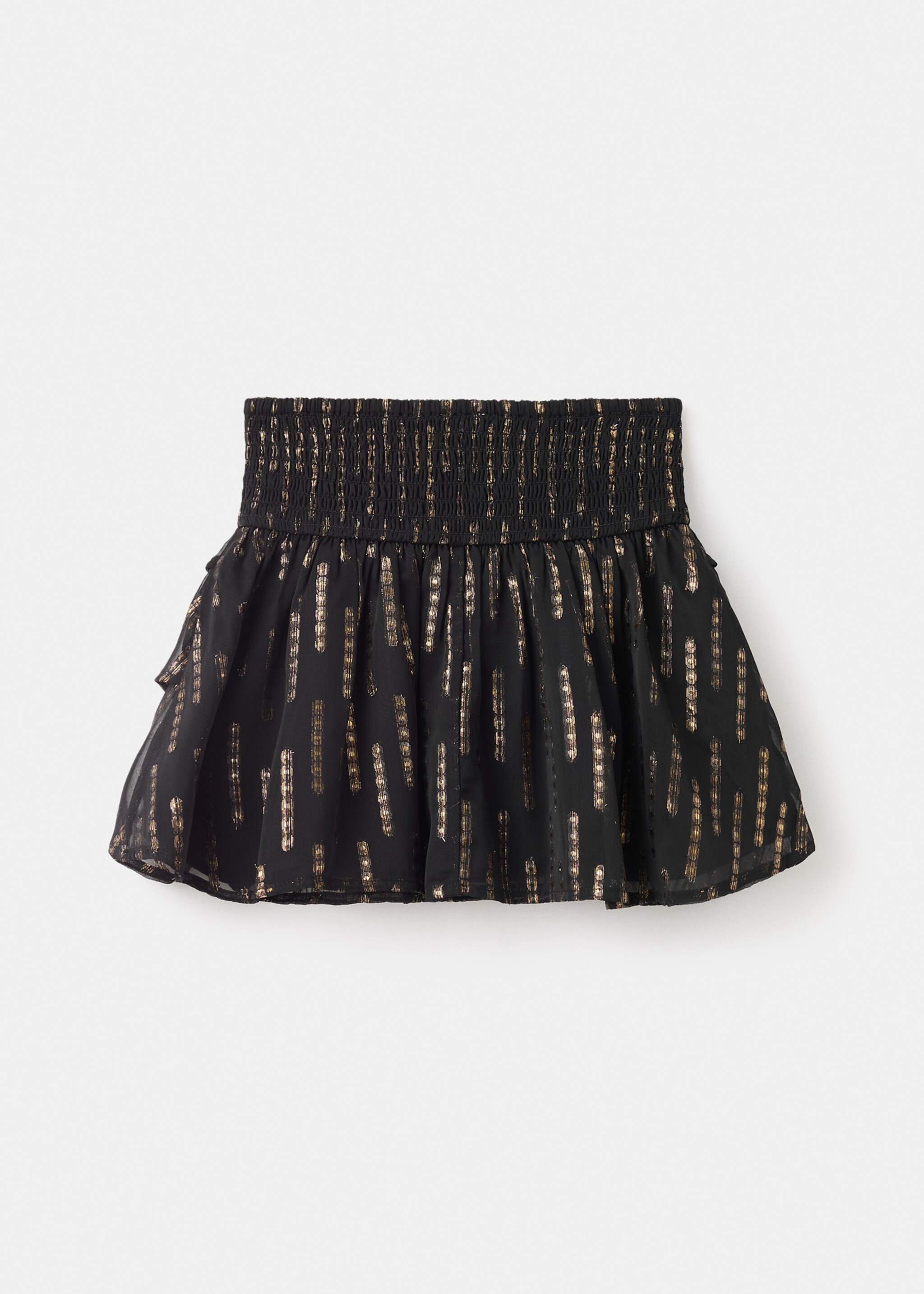 Ruffled lurex skirt - Reverse of the article, Black. Ref: 17059100-00.