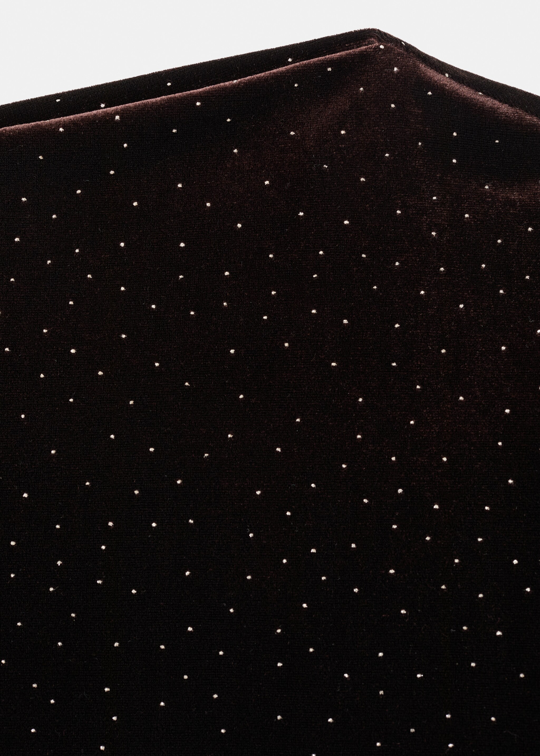 Asymmetrical velvet top with sparkles - Details of the article 8, Brown. Ref: 17059111-00.