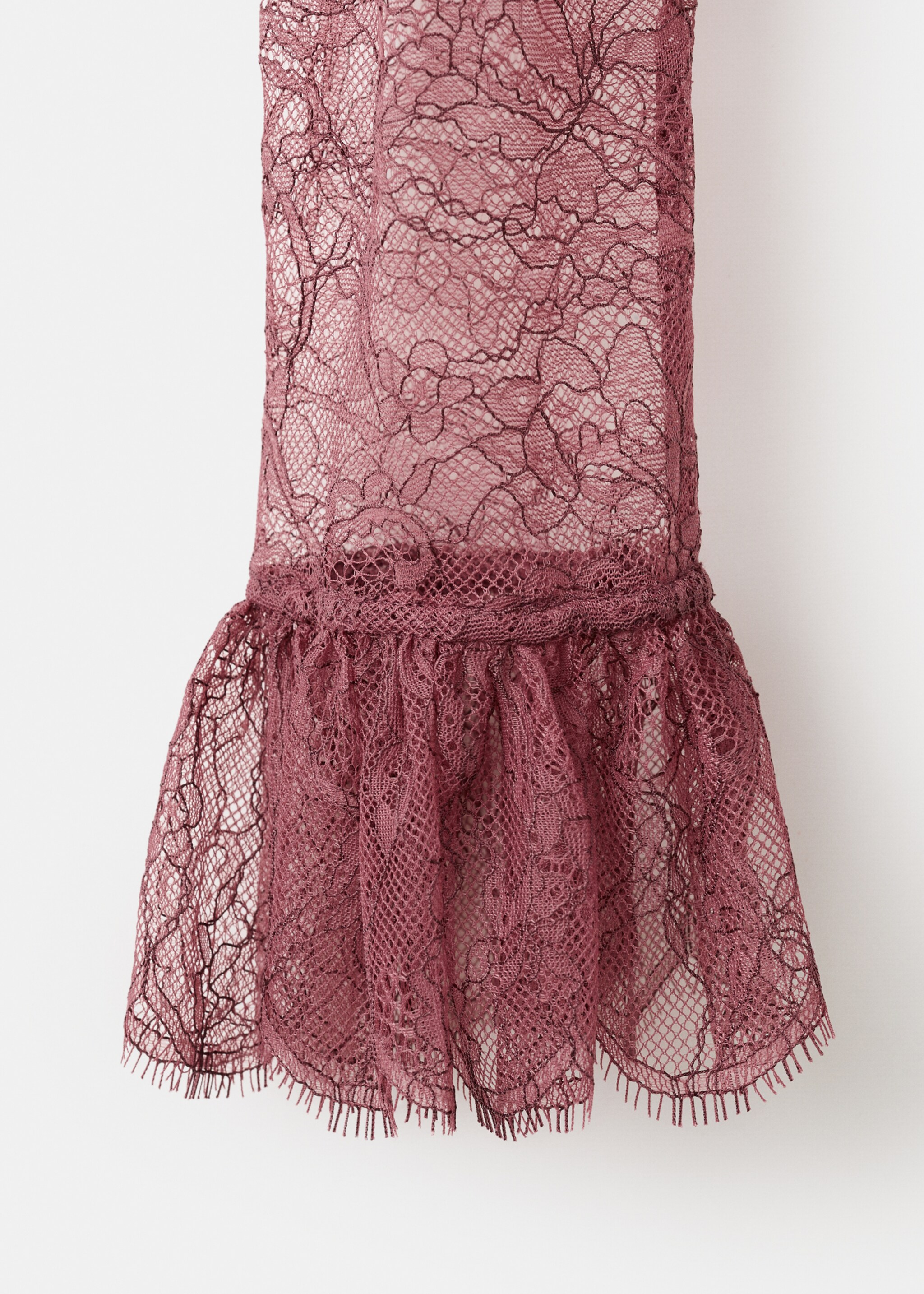 Lace blouse with ruff collar - Details of the article 0, Pink. Ref: 17059112-00.
