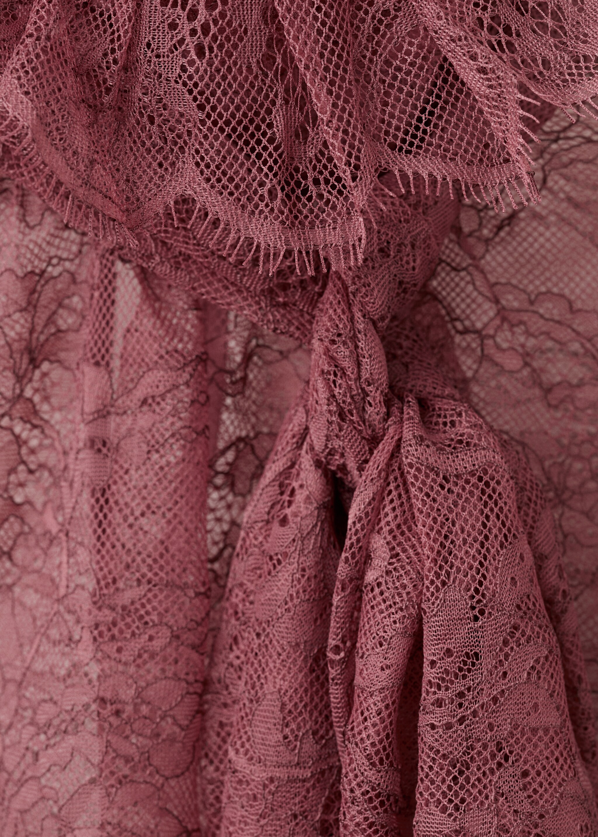 Lace blouse with ruff collar - Details of the article 8, Pink. Ref: 17059112-00.