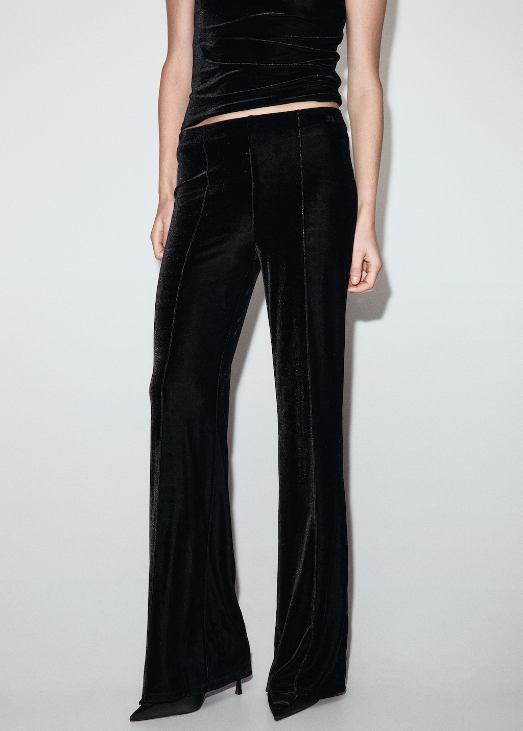 Velvet pants with seam detail