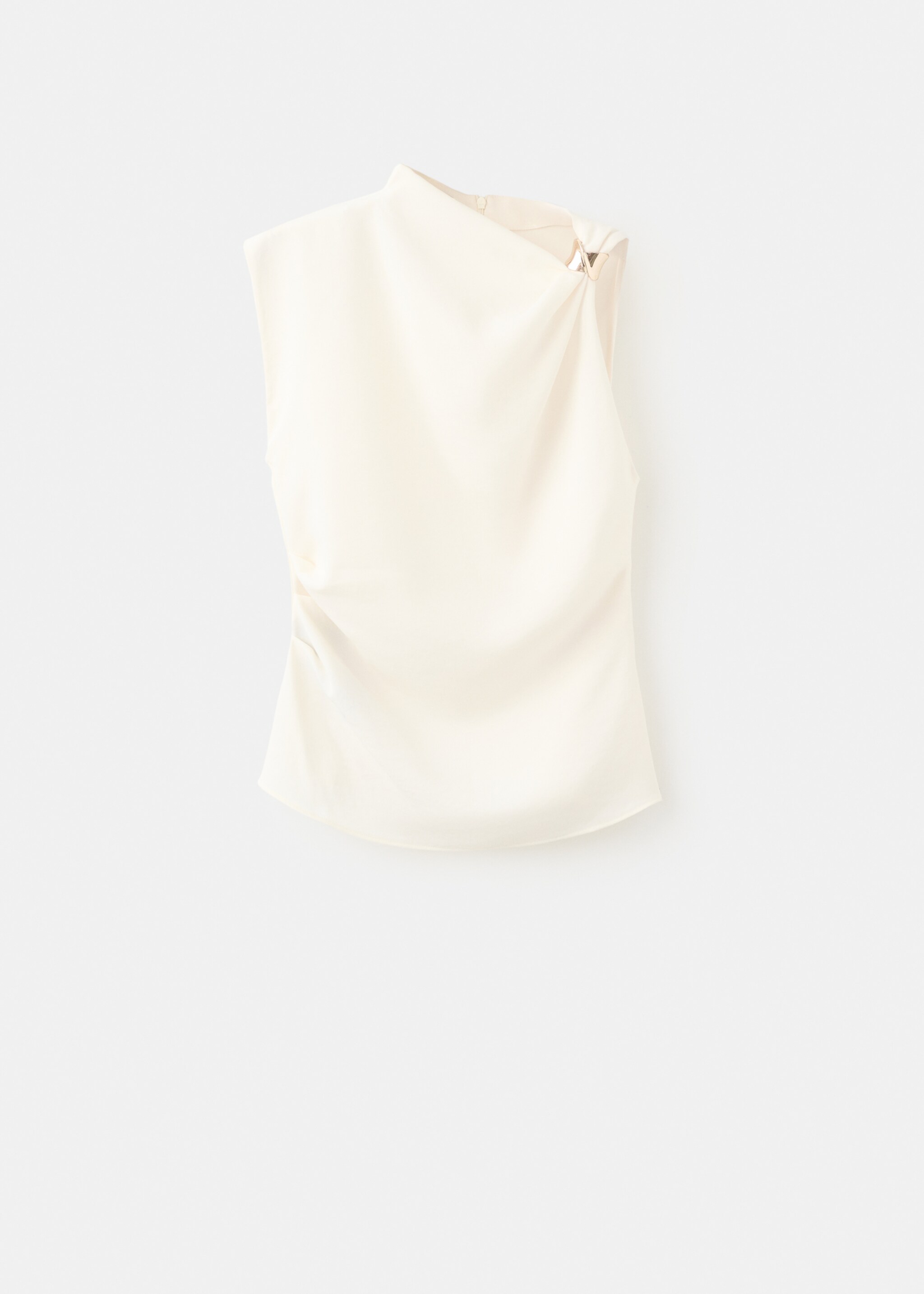Asymmetric blouse with metallic detail - Article without model, Ecru. Ref: 17059114-00.