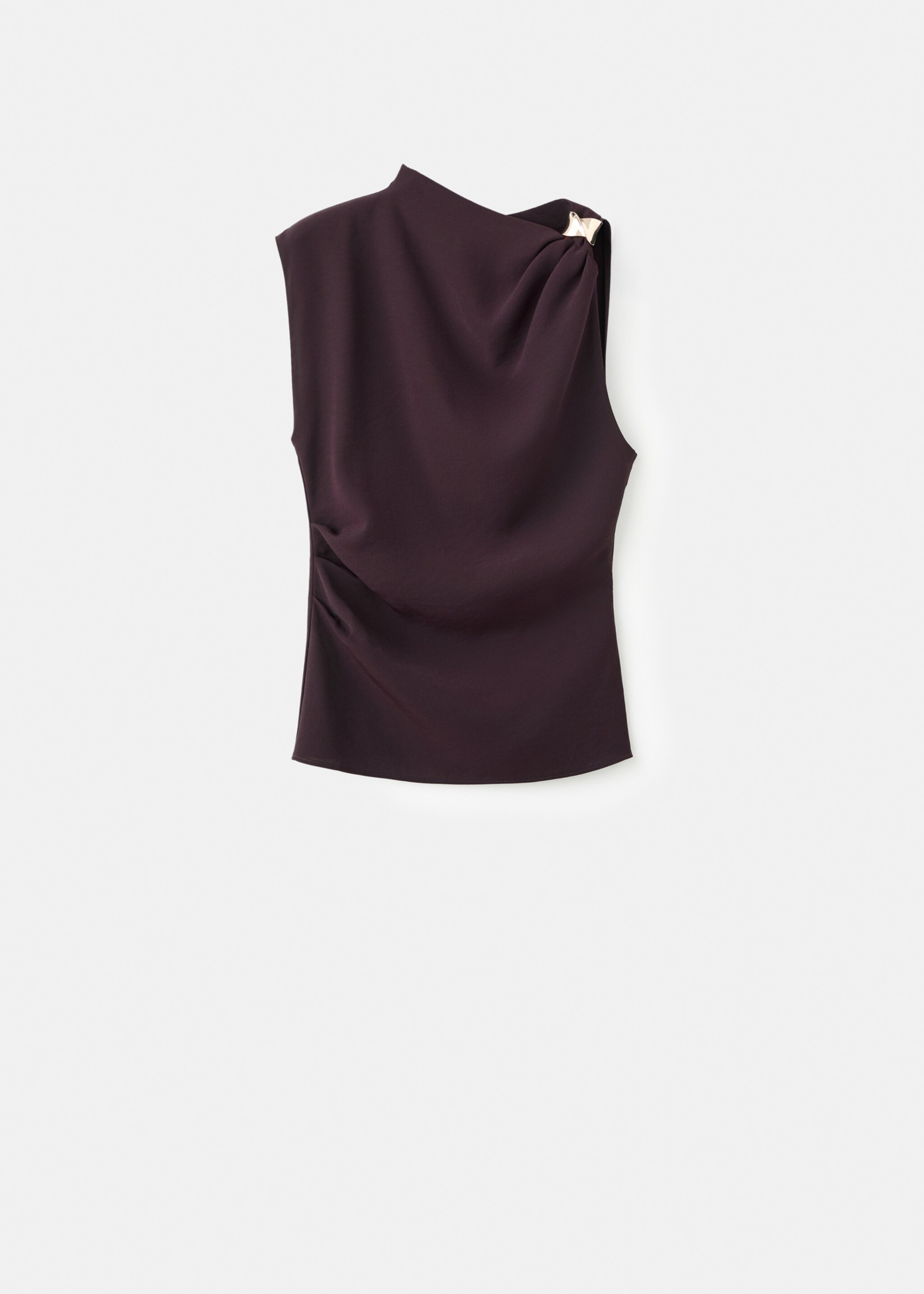 Asymmetric blouse with metallic detail - Article without model, Brown. Ref: 17059114-00.