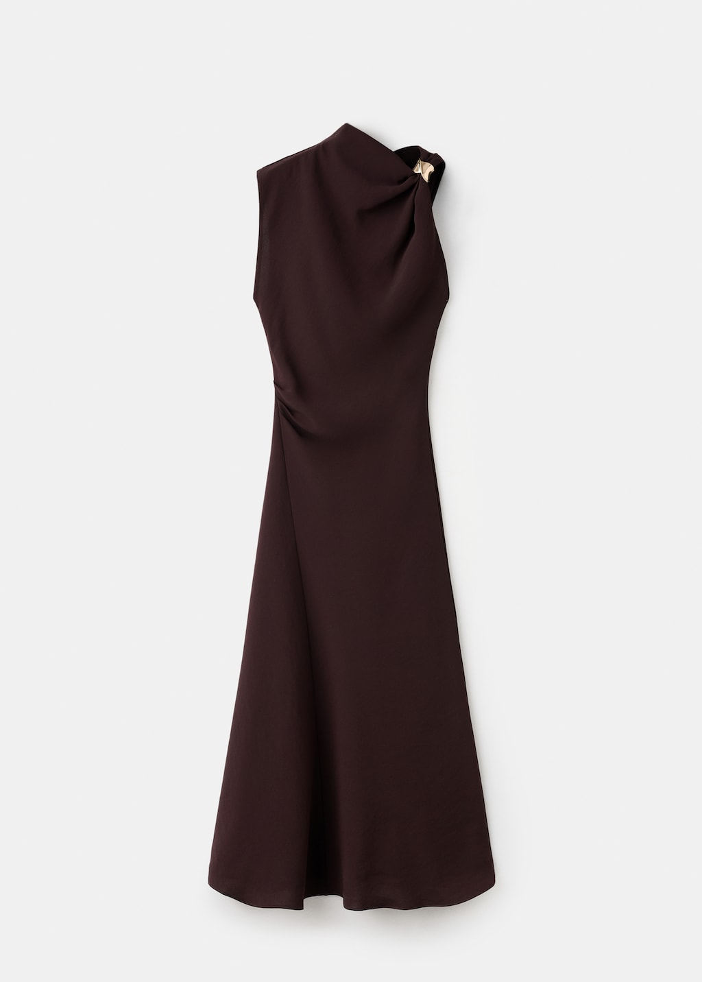 Dress with asymmetrical neck and metallic detail