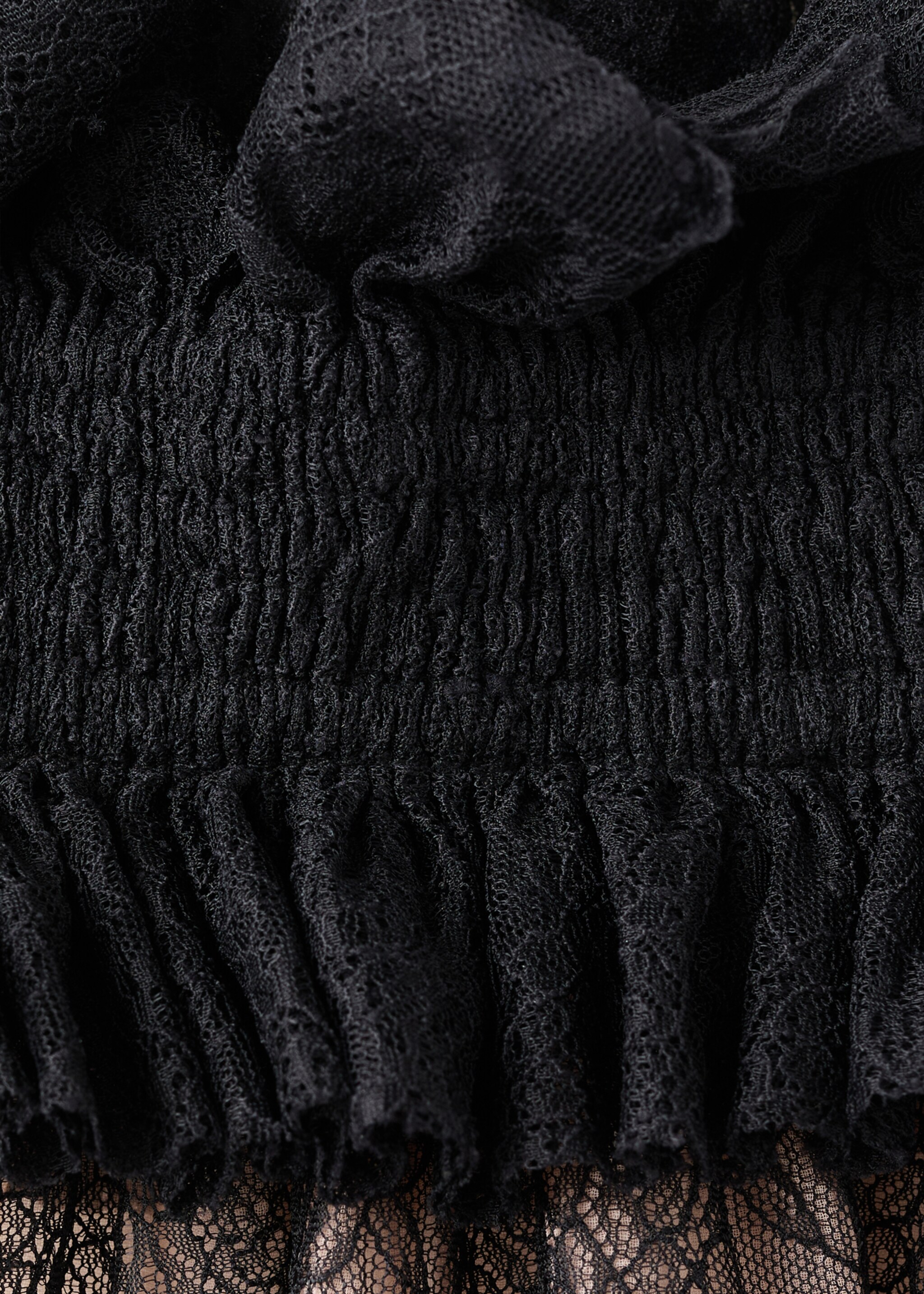 Atasan berbahan renda dengan kerah rumbai - Rincian barang 8, Hitam. Ref: 17059121-00.