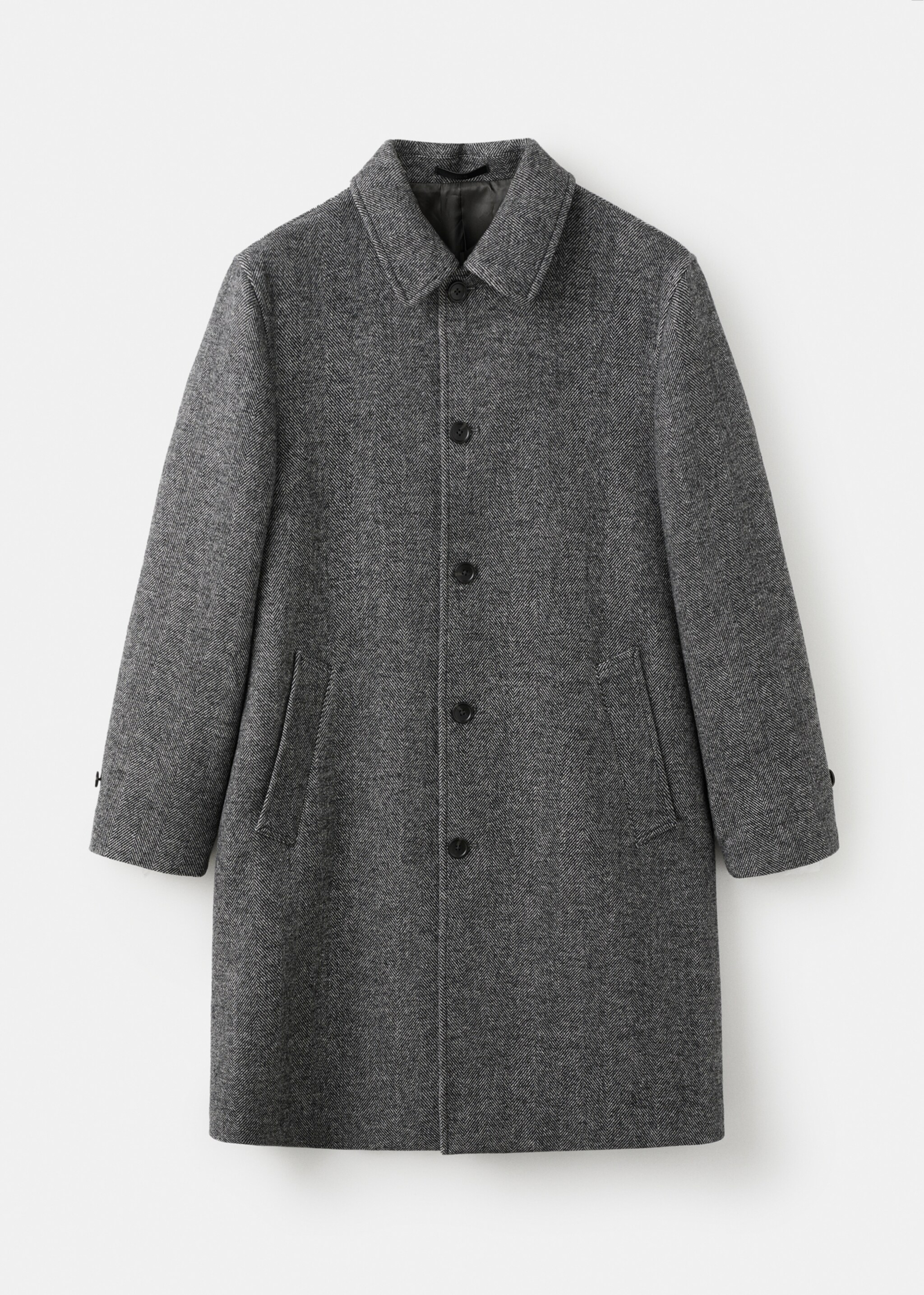 Herringbone wool-blend coat - Article without model, Grey. Ref: 17059205-00.