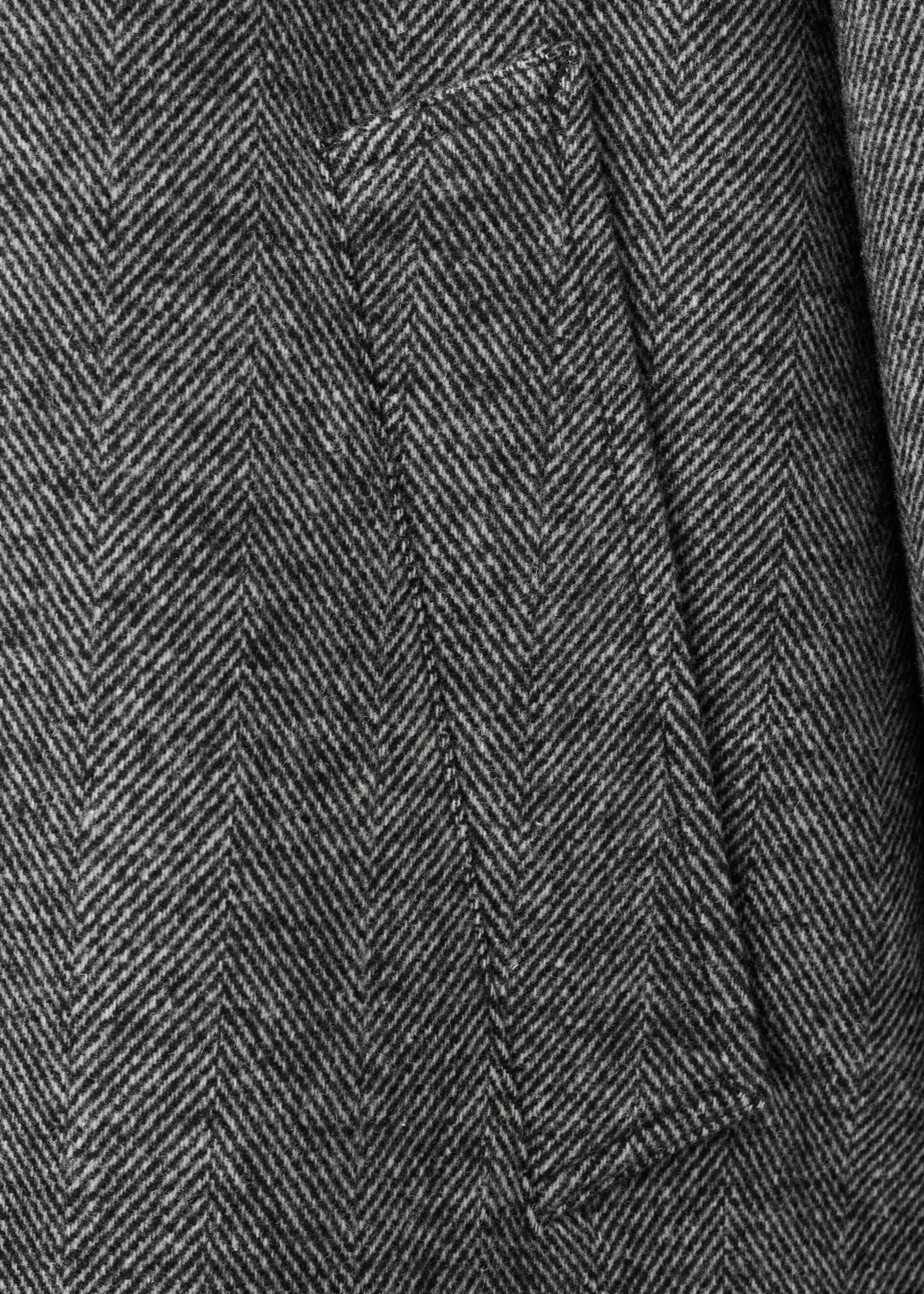 Herringbone wool-blend coat - Details of the article 0, Grey. Ref: 17059205-00.