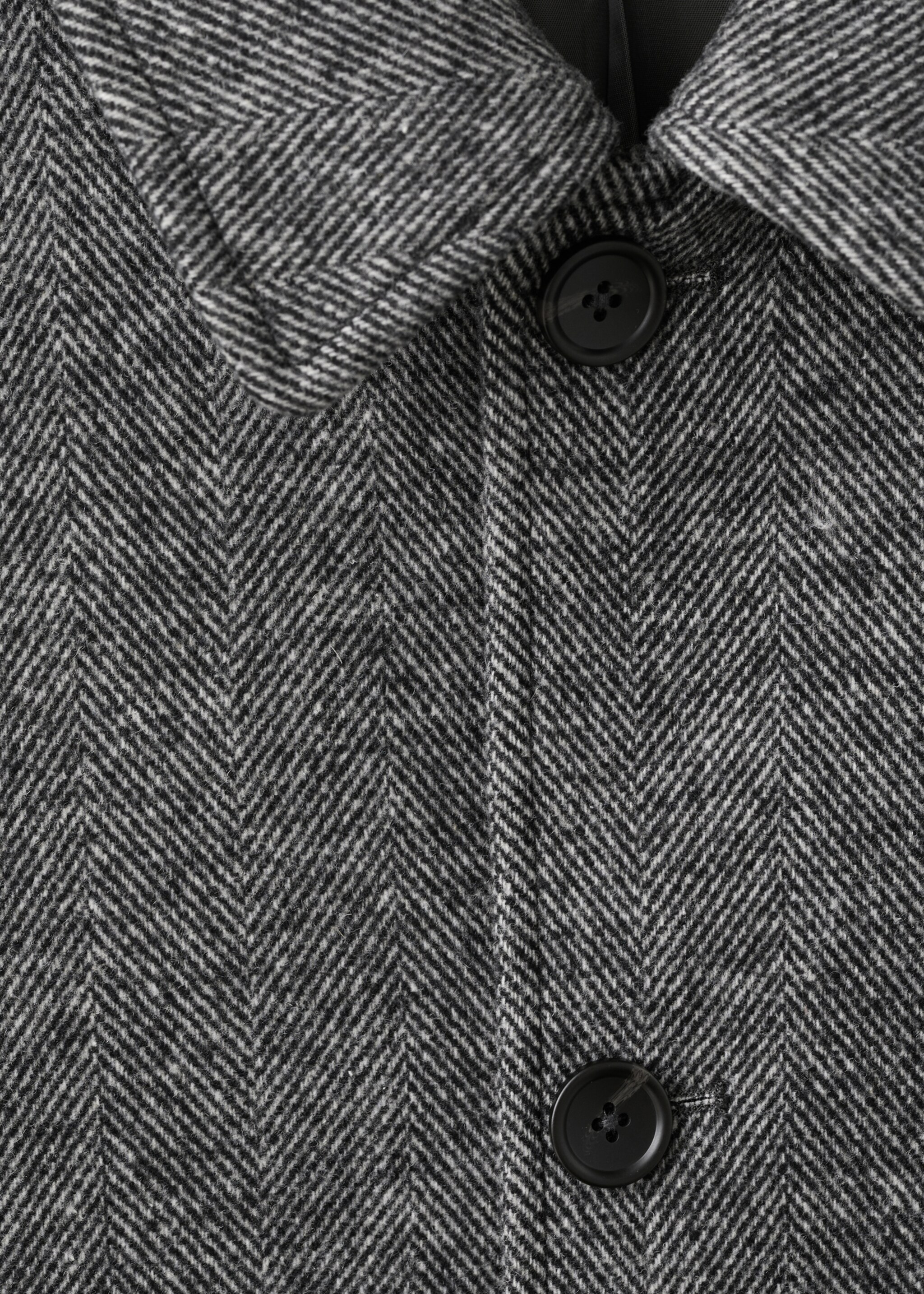 Herringbone wool-blend coat - Details of the article 8, Grey. Ref: 17059205-00.