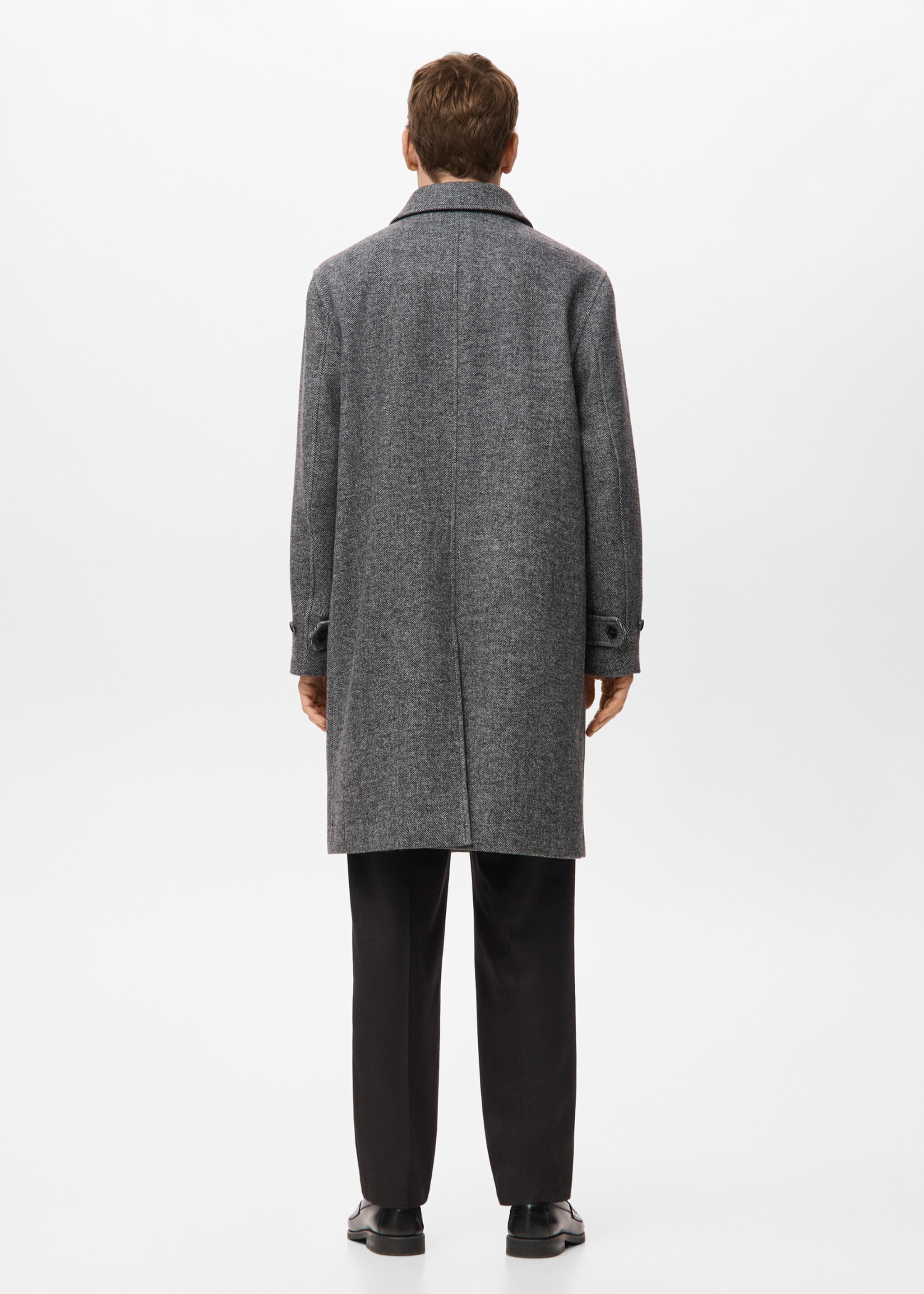 Herringbone wool-blend coat - Reverse of the article, Grey. Ref: 17059205-00.