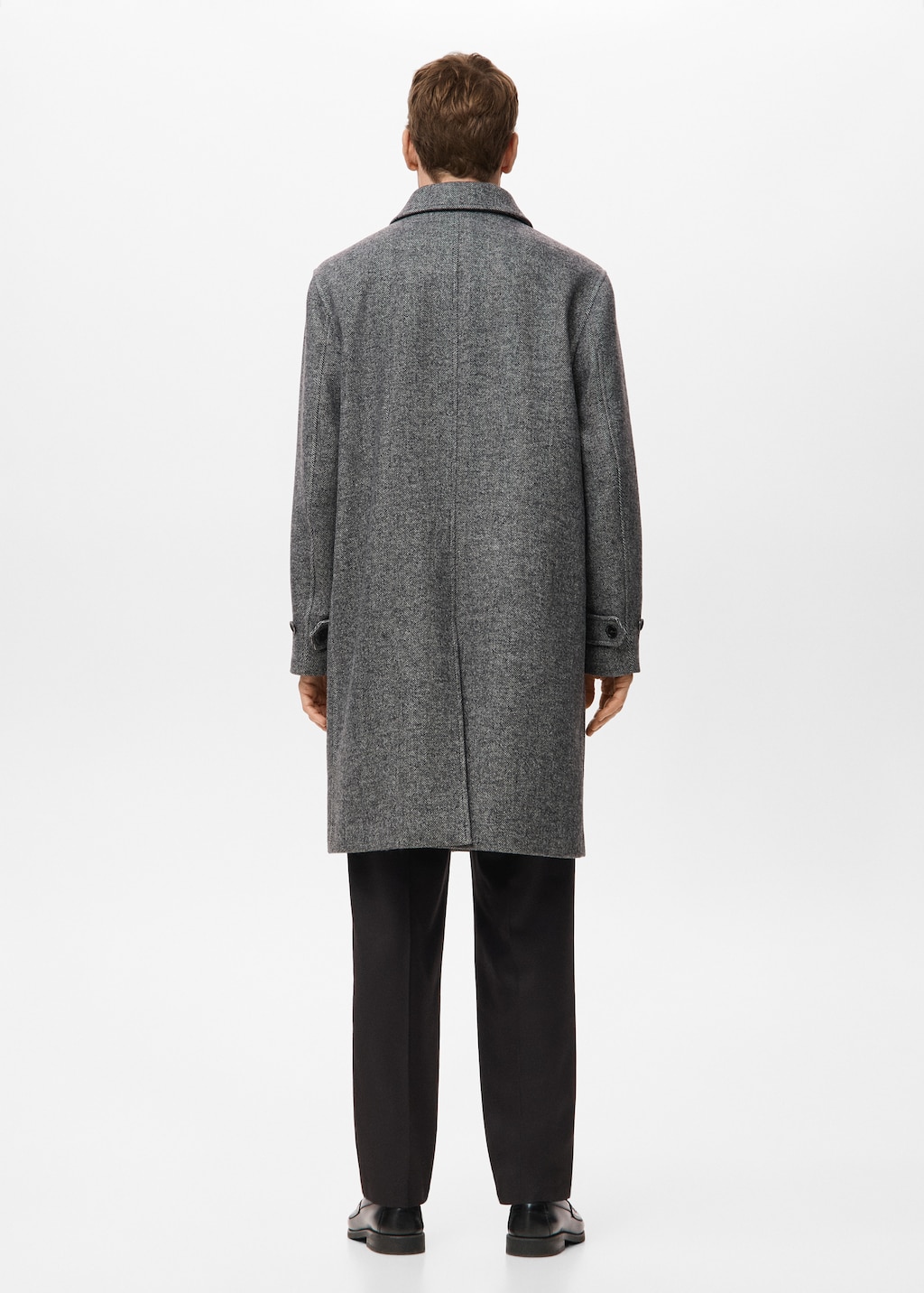 Herringbone wool-blend coat