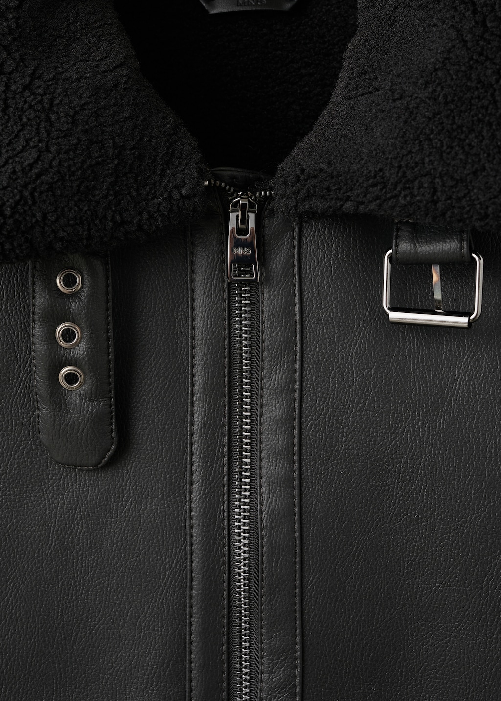 Faux-leather fleece jacket