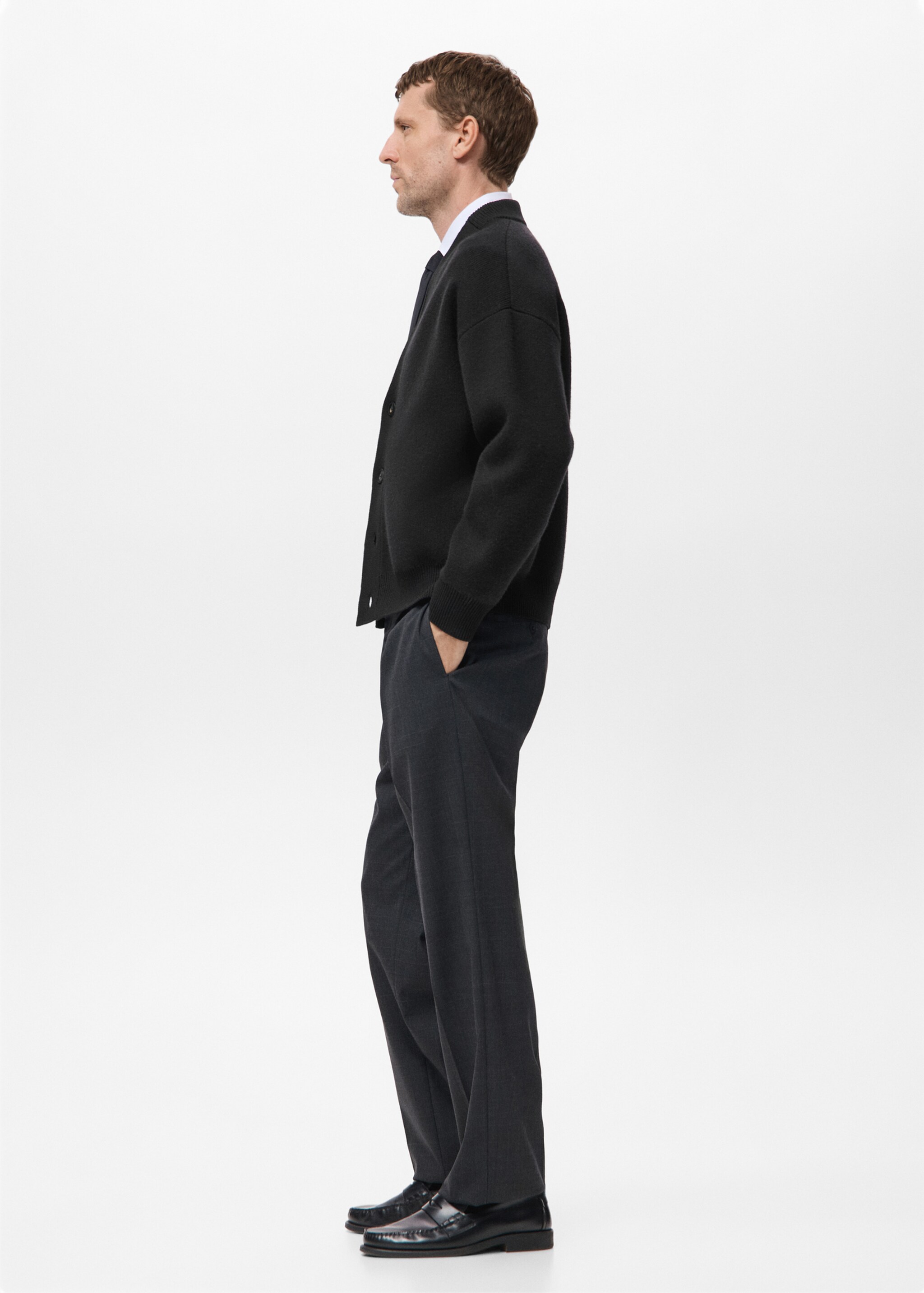 Relaxed-fit knitted cardigan - Details of the article 2, Black. Ref: 17059207-00.