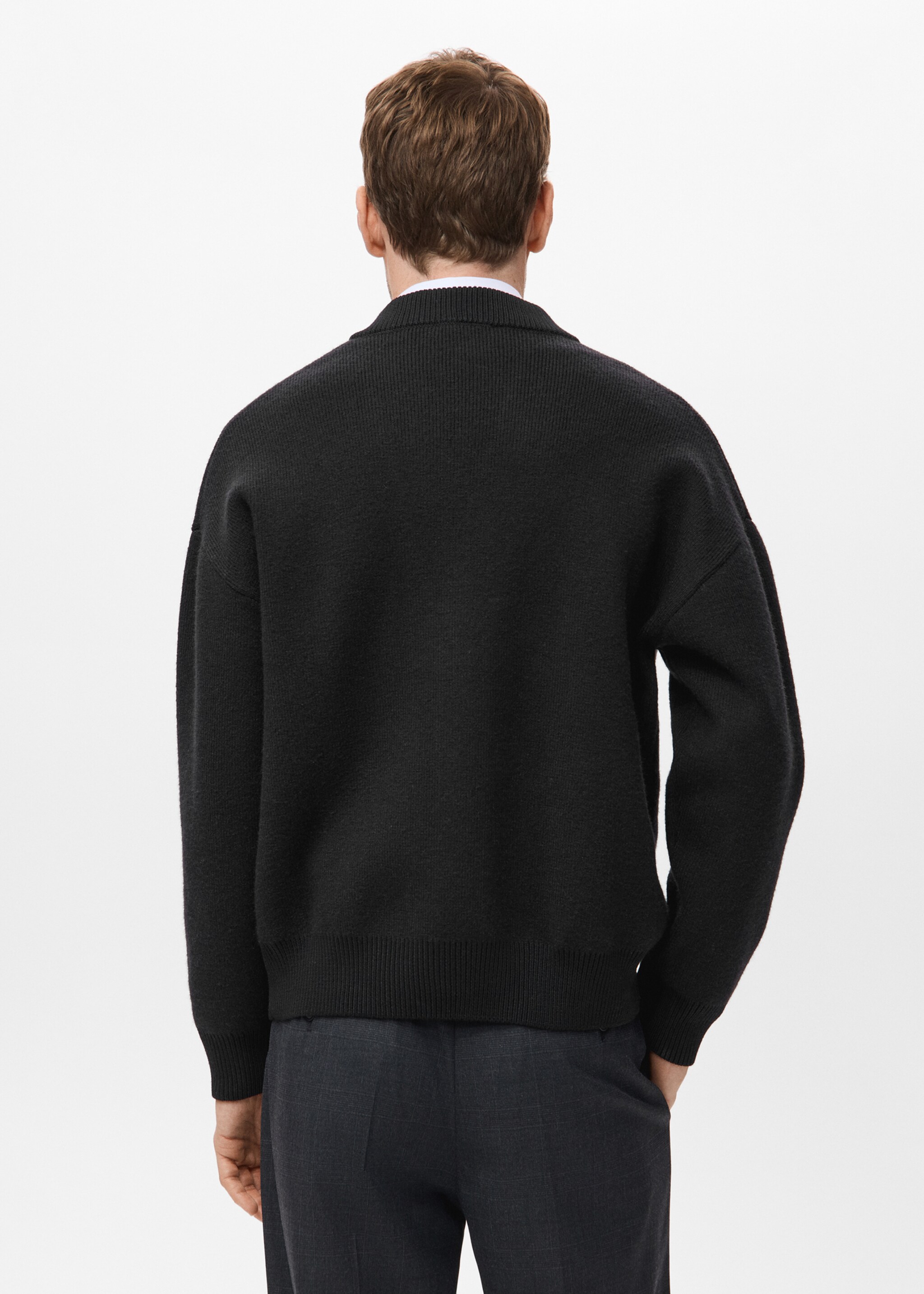 Relaxed-fit knitted cardigan - Reverse of the article, Black. Ref: 17059207-00.