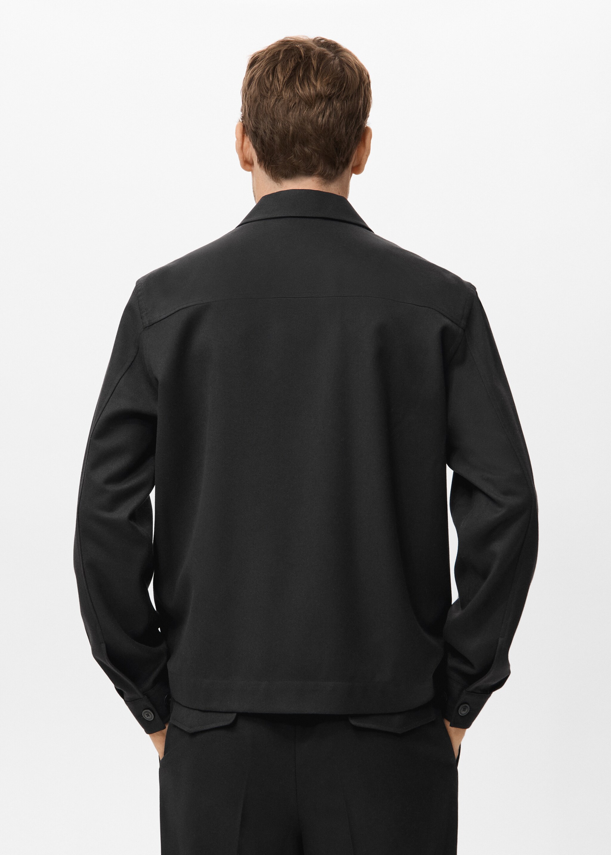 Veste en flanelle avec poches - Verso de l’article, Noir. Ref: 17059208-00.