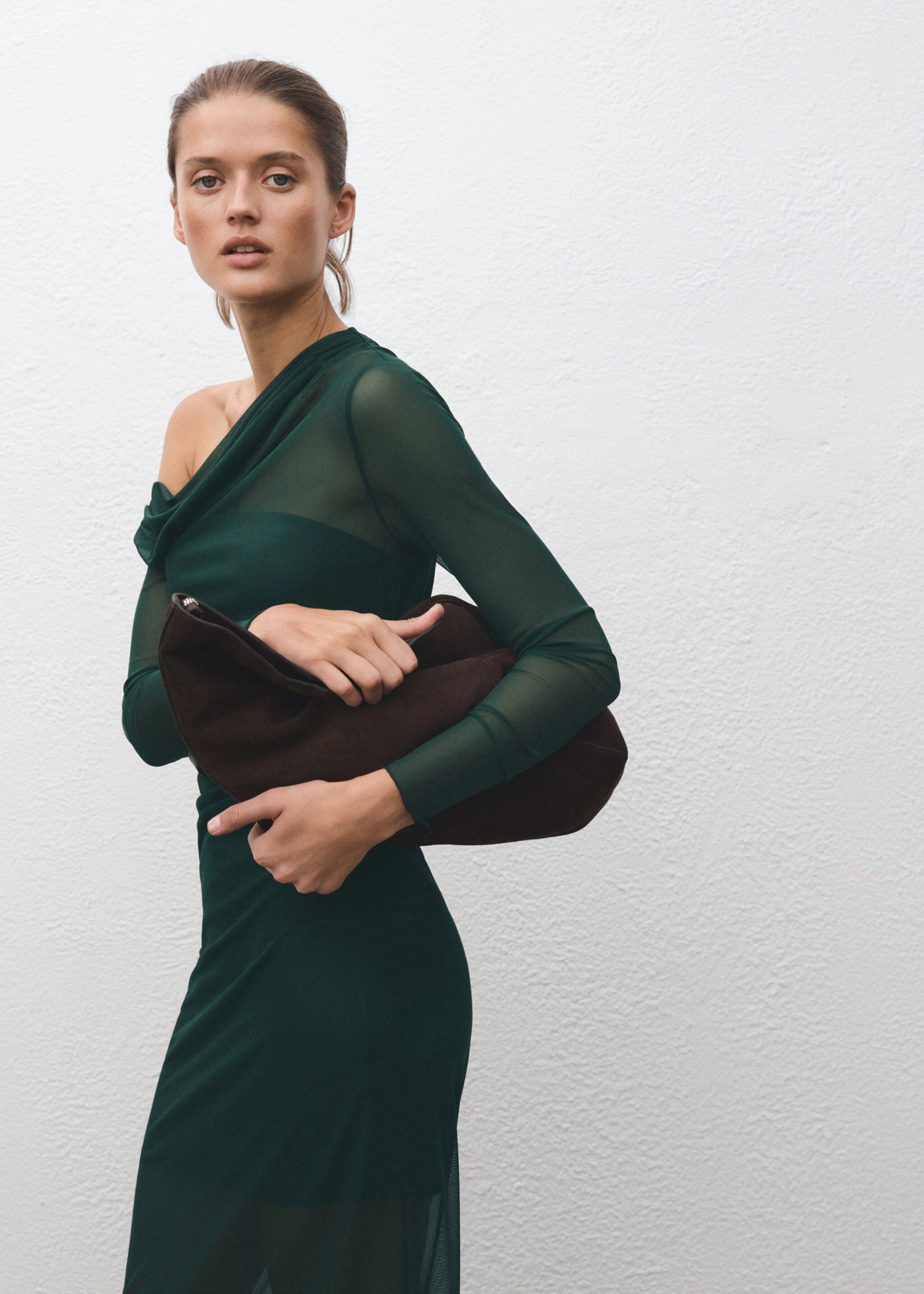 Semi-transparent asymmetric dress - Medium plane, Green. Ref: 17059212-00.