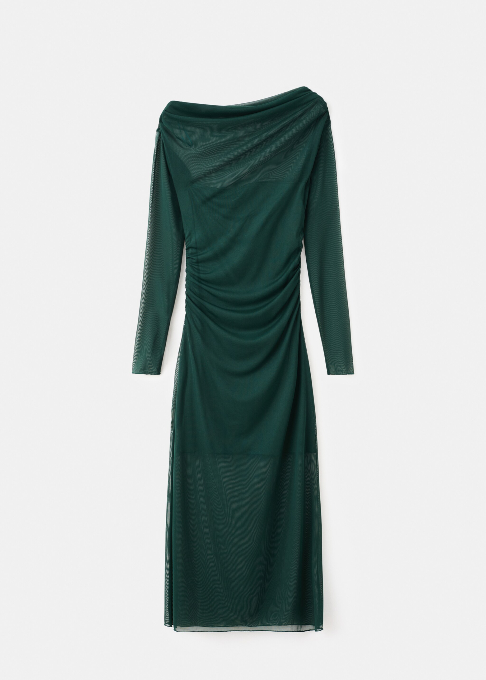 Semi-transparent asymmetric dress - Article without model, Green. Ref: 17059212-00.