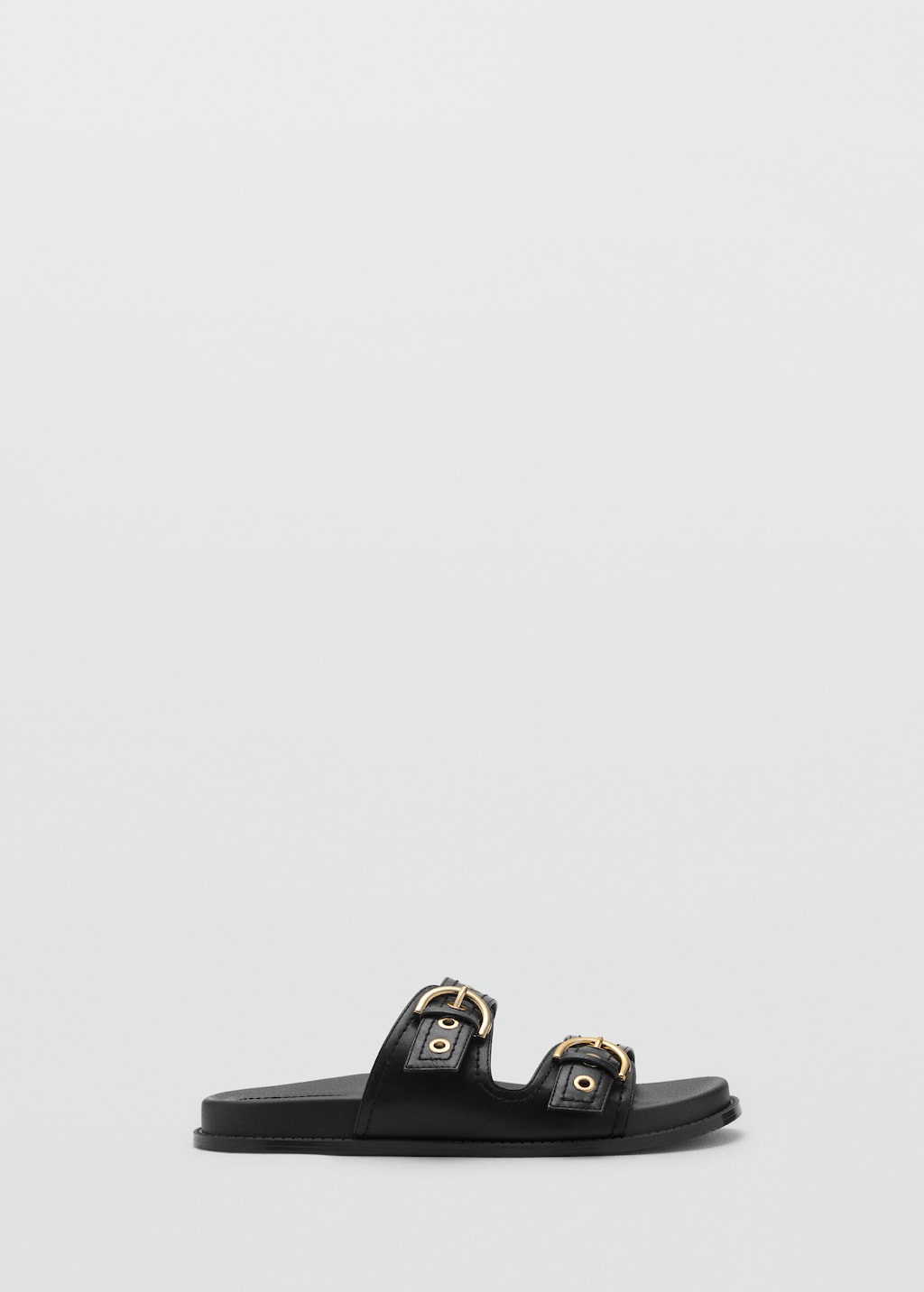 Flat leather sandals with buckles - image 2