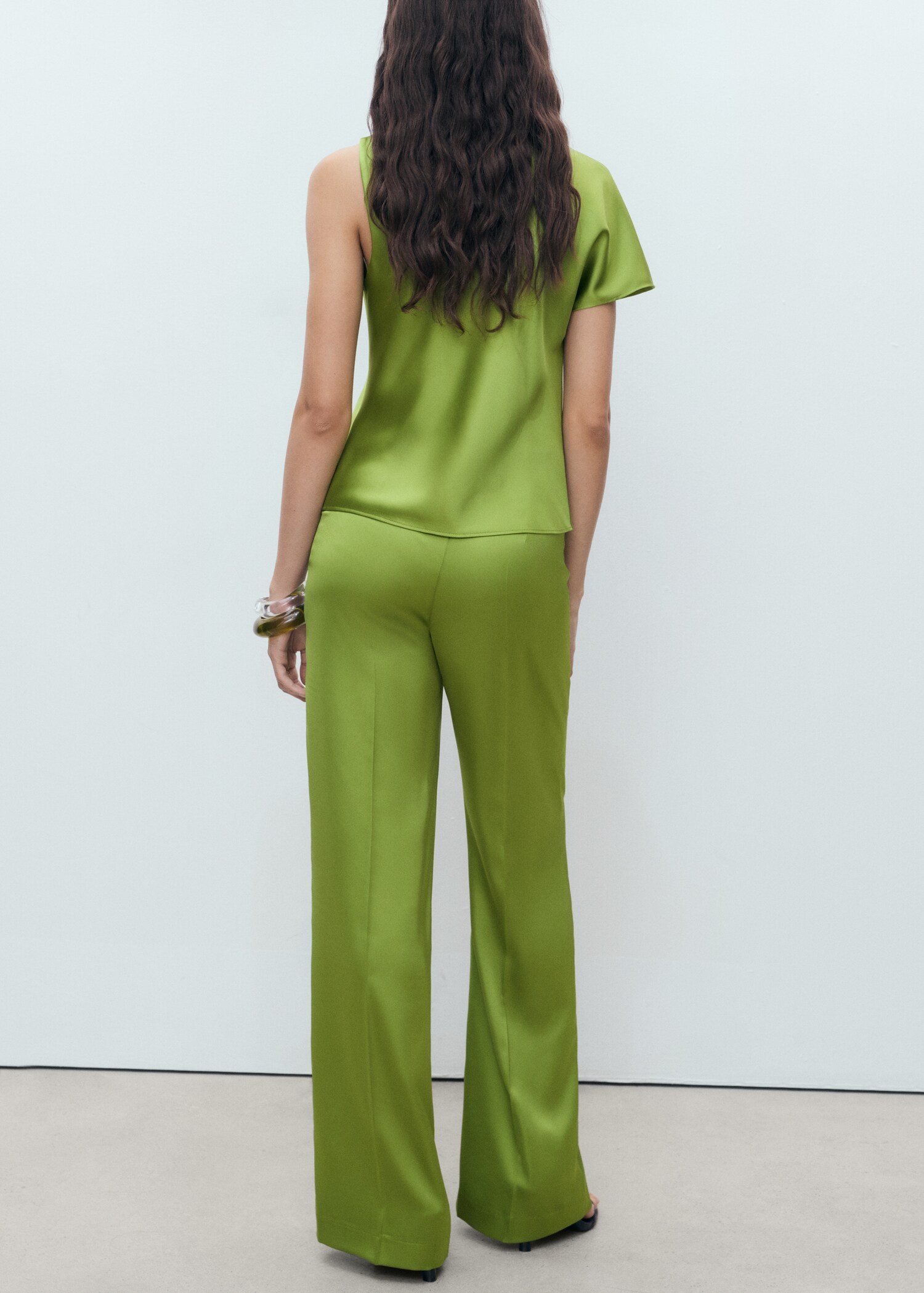 Satin straight-fit trousers - Reverse of the article