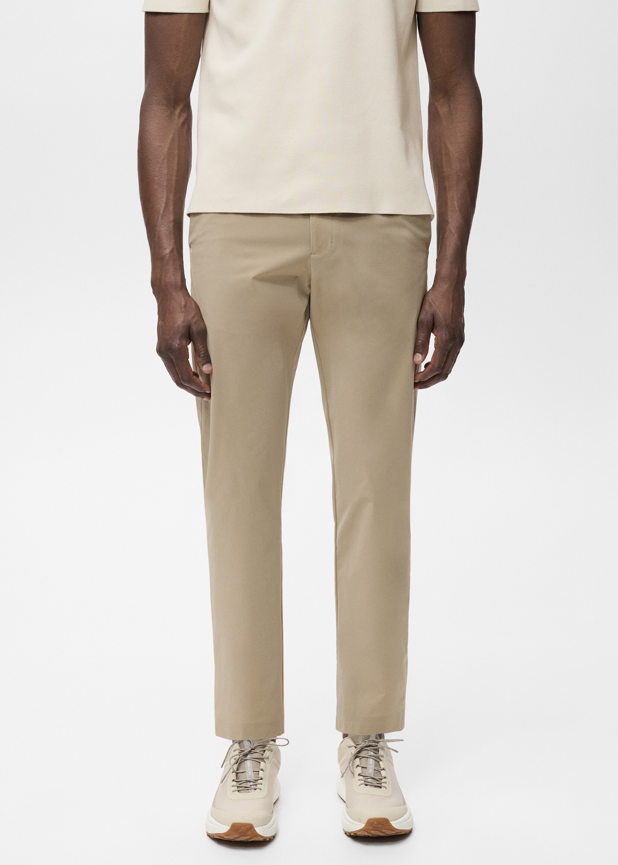 Calças de tecido repelente de água slim fit - Plano médio