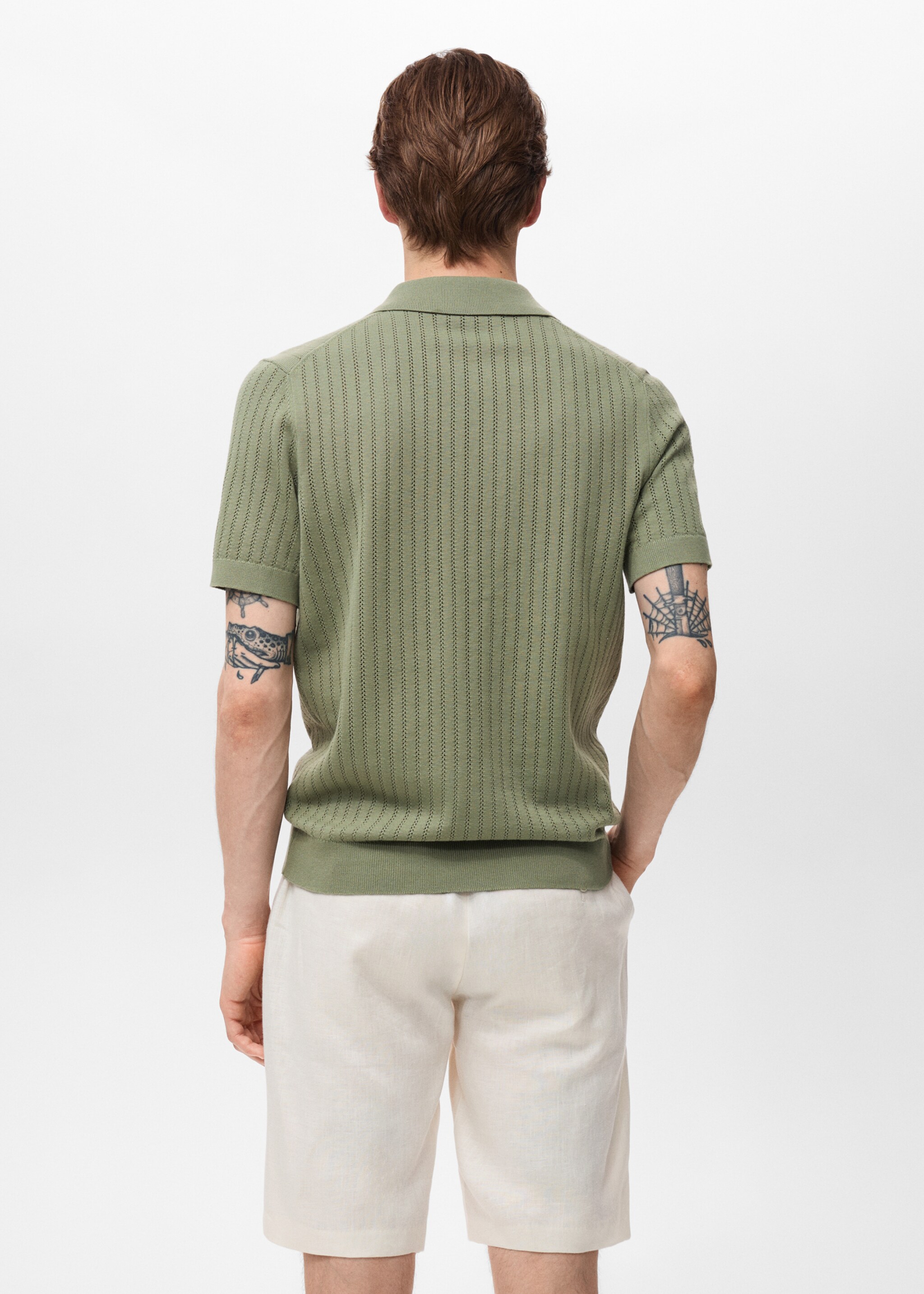 Slim-fit 100% linen bermuda shorts - Reverse of the article