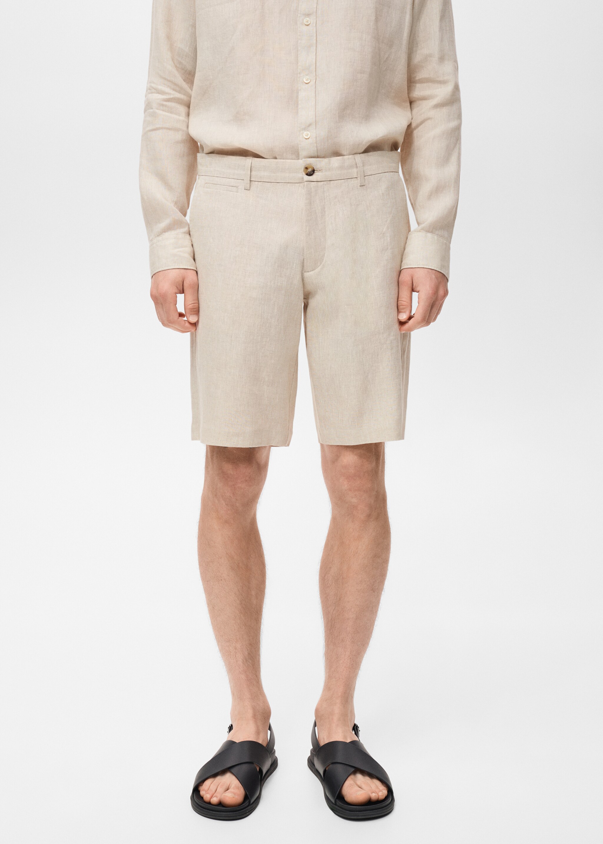 Bermudas slim fit 100% lino - Plano medio