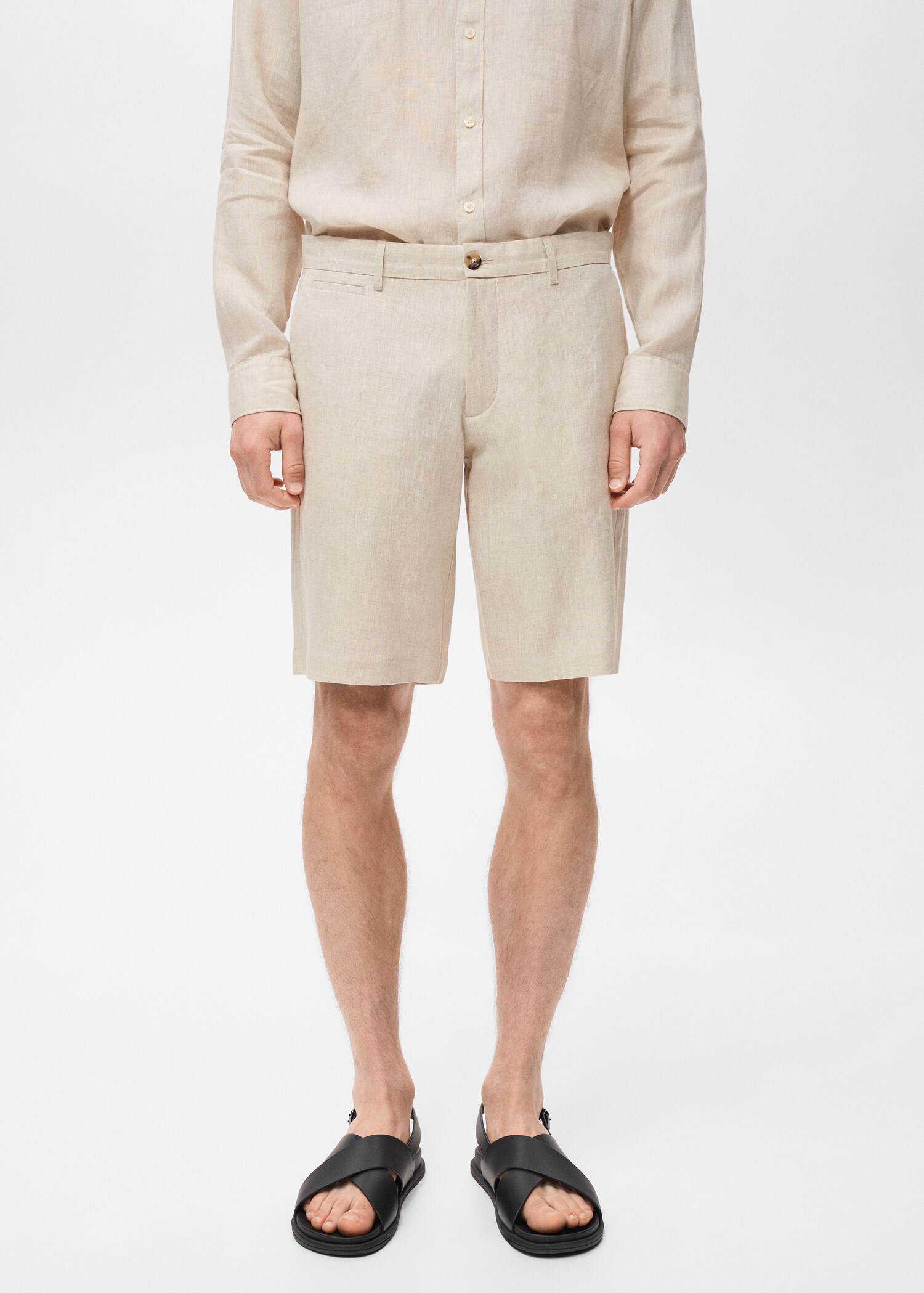 Bermuda slim-fit 100 % lin - Plan moyen