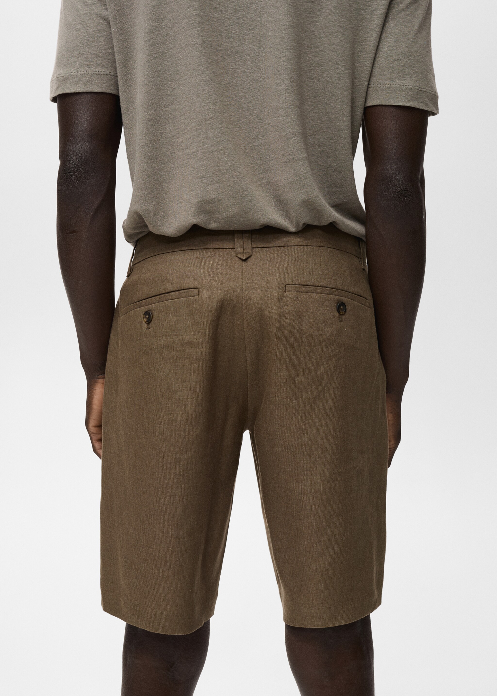 Slim-fit 100% linen bermuda shorts - Details of the article 6