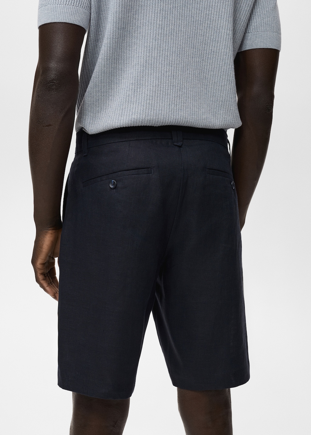 Slim-fit 100% linen bermuda shorts