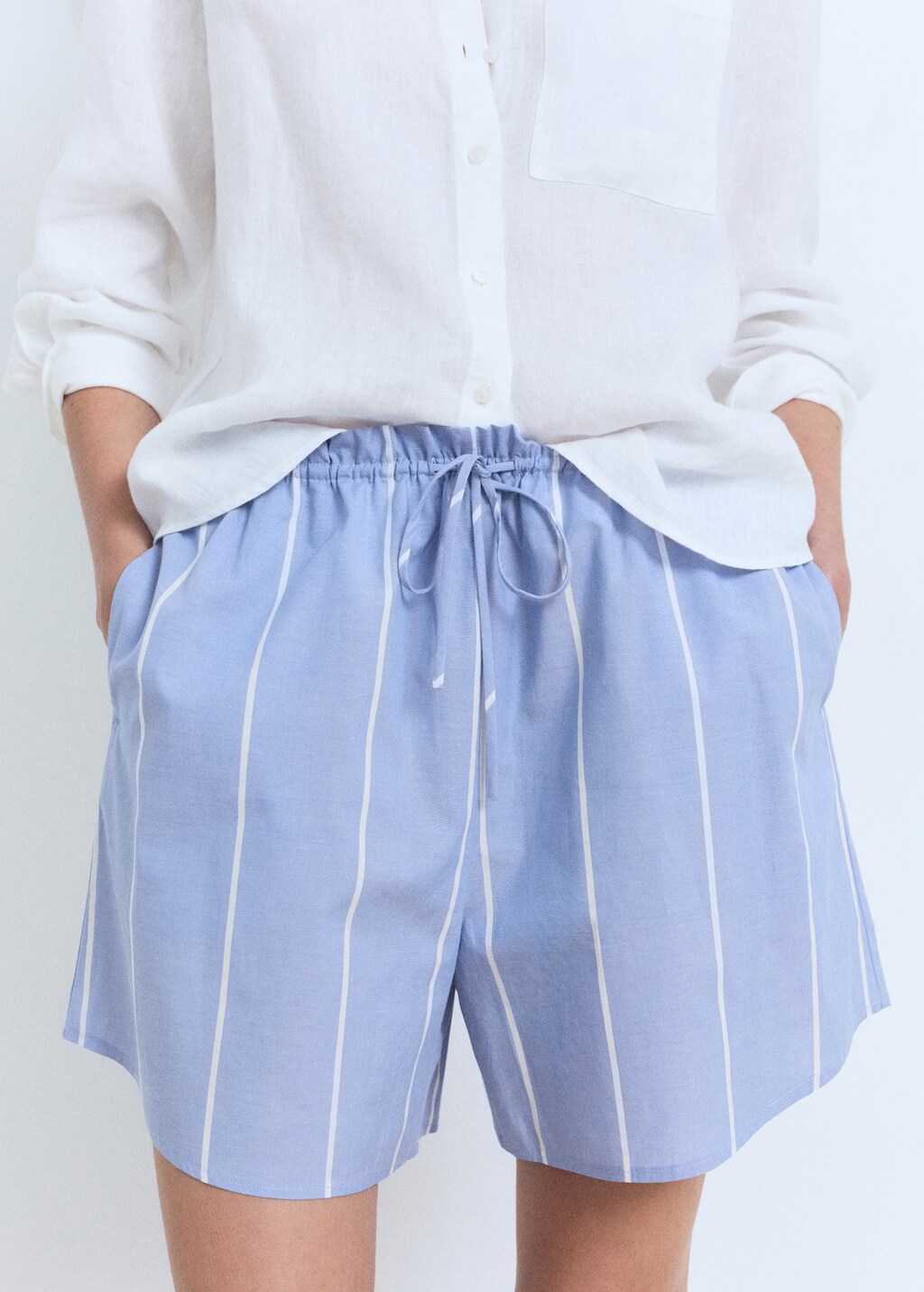 Striped cotton shorts