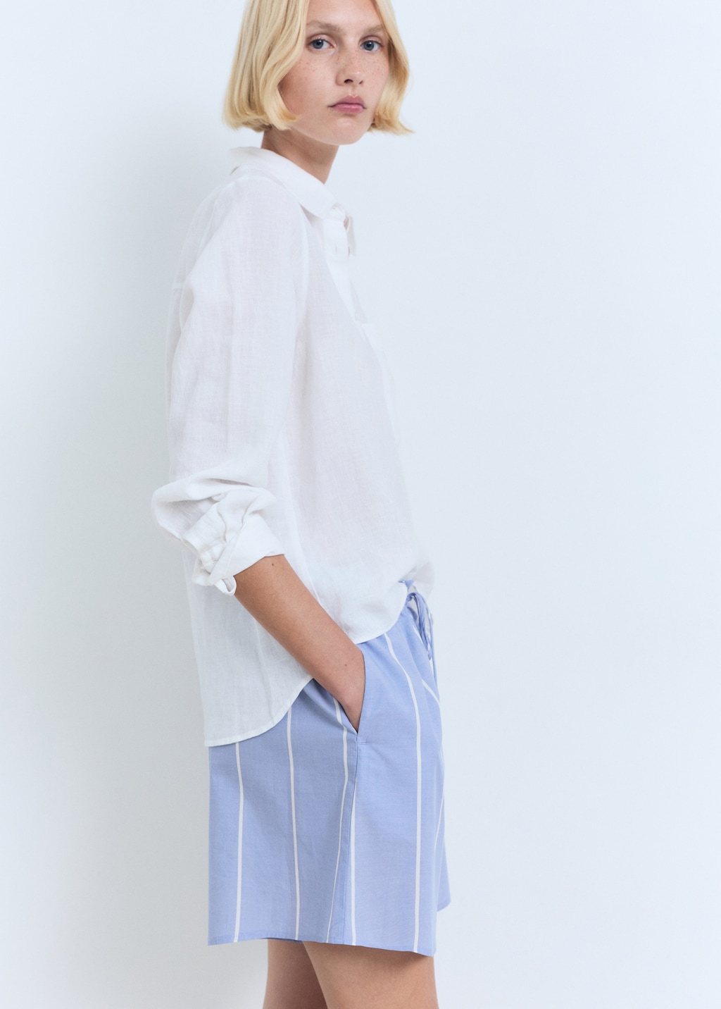 Striped cotton shorts