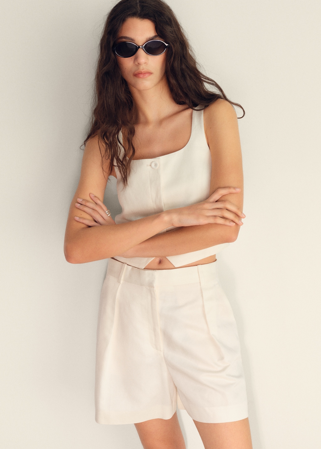 Linen-blend suit vest