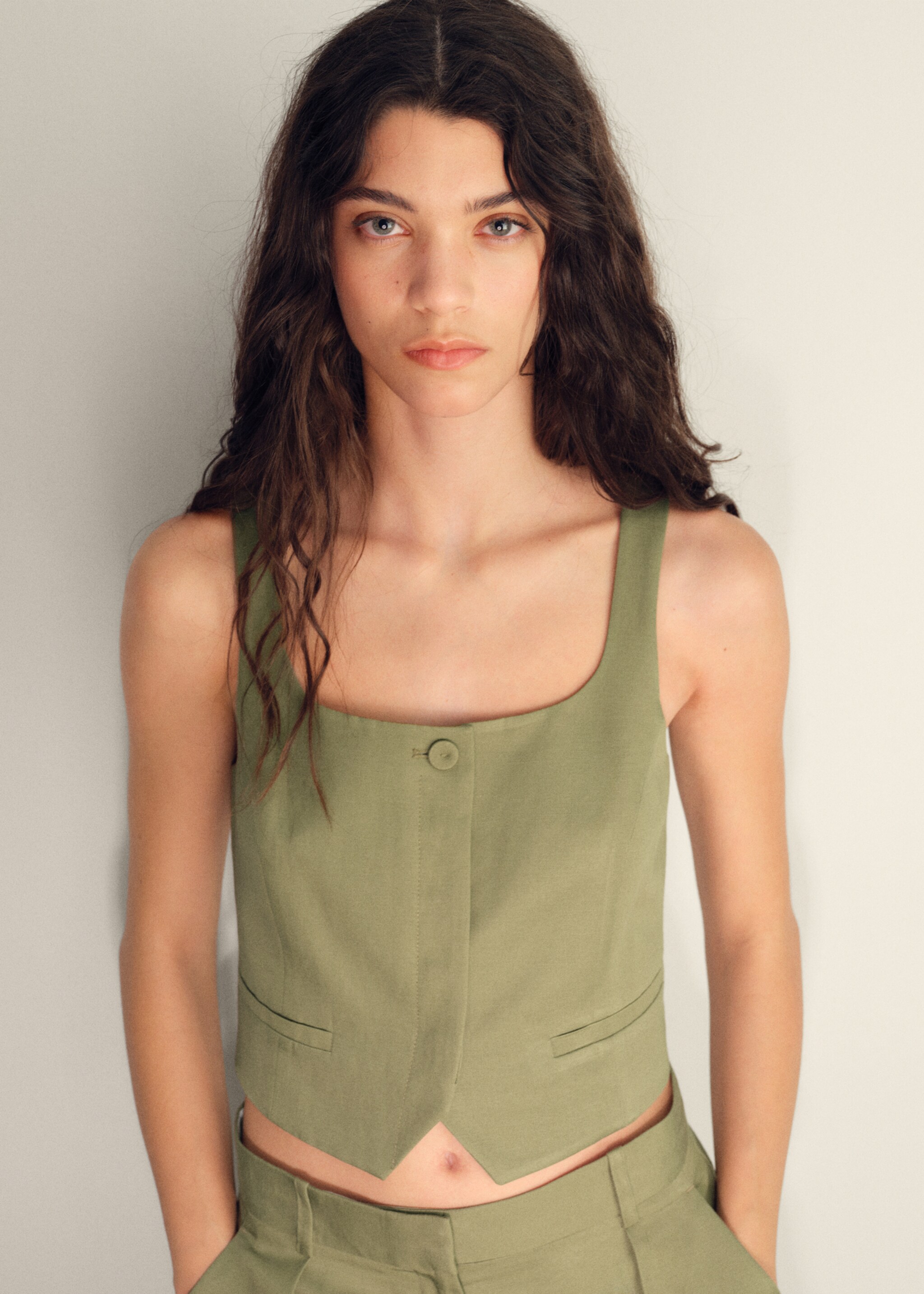 Linen-blend suit waistcoat - Medium plane