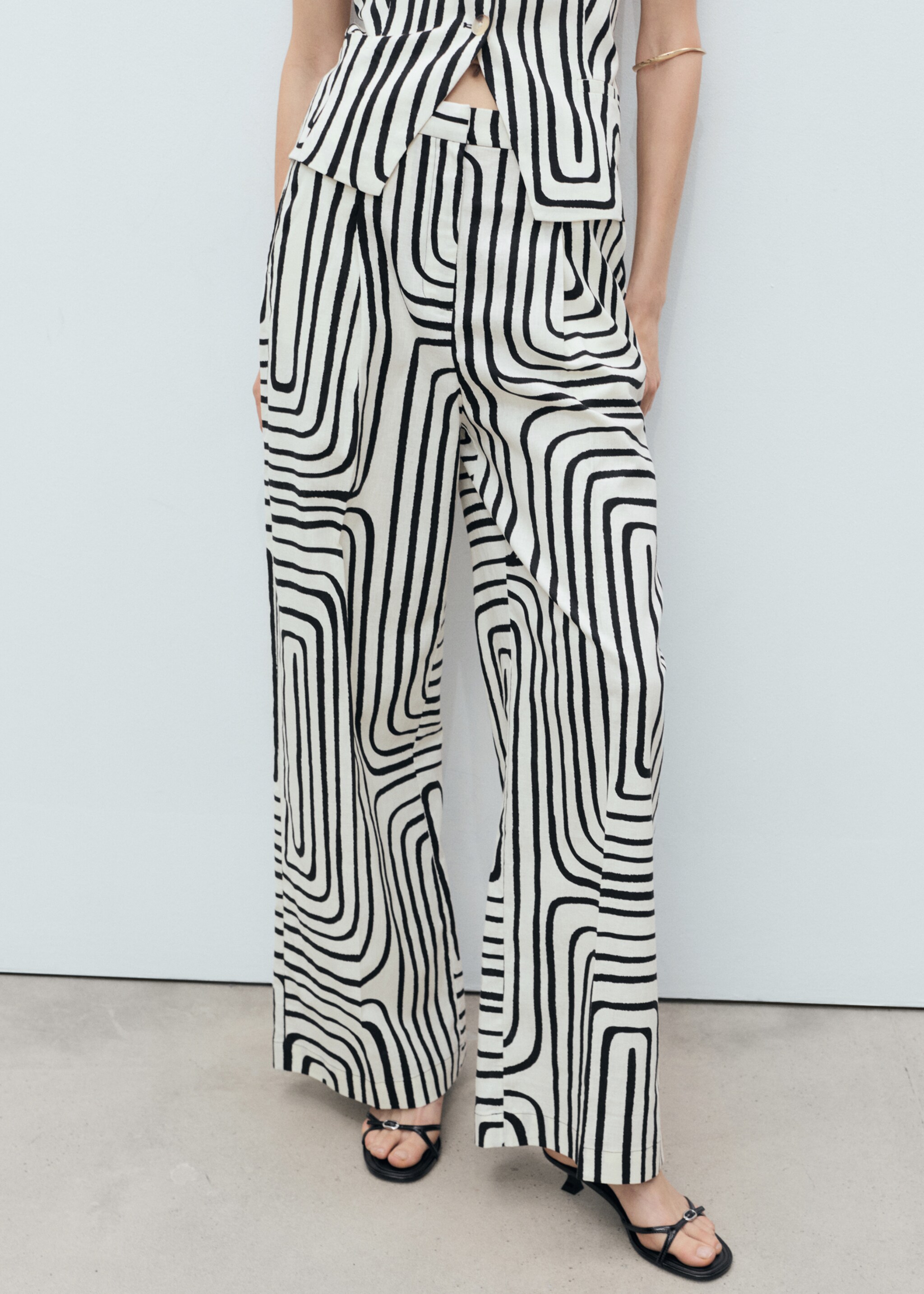 Pantalon lin imprimé géométrique - Plan moyen
