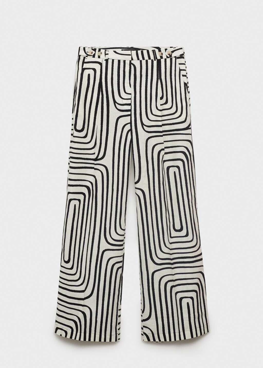 Geometric-print linen pants