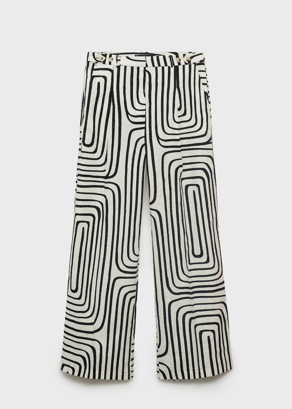 Geometric-print linen pants