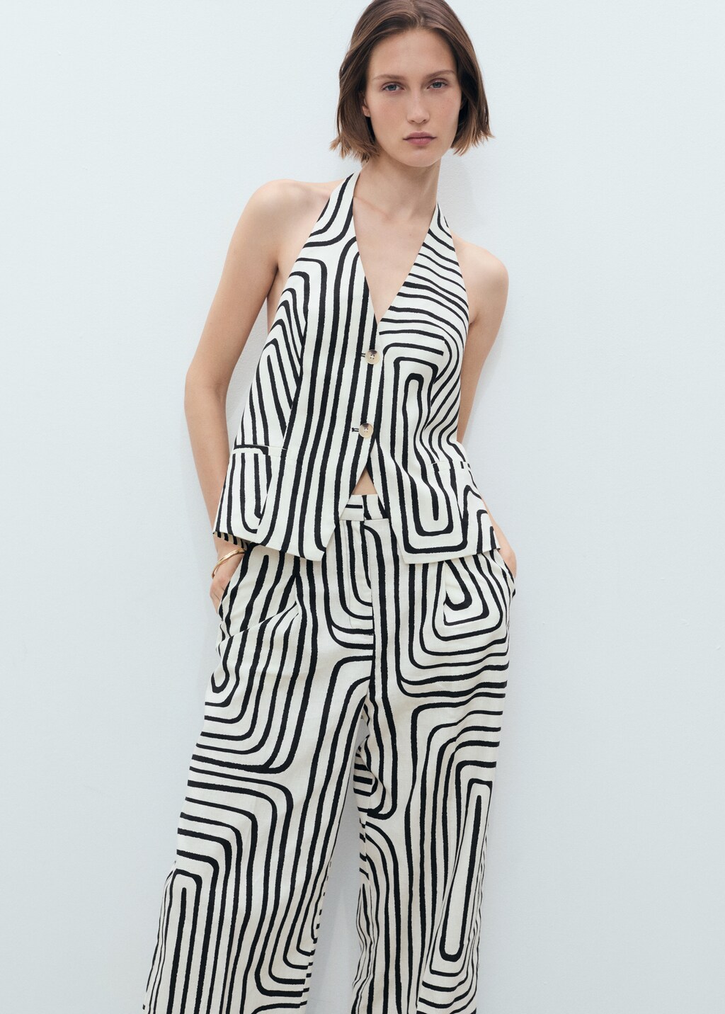 Geometric-print linen pants - image 4