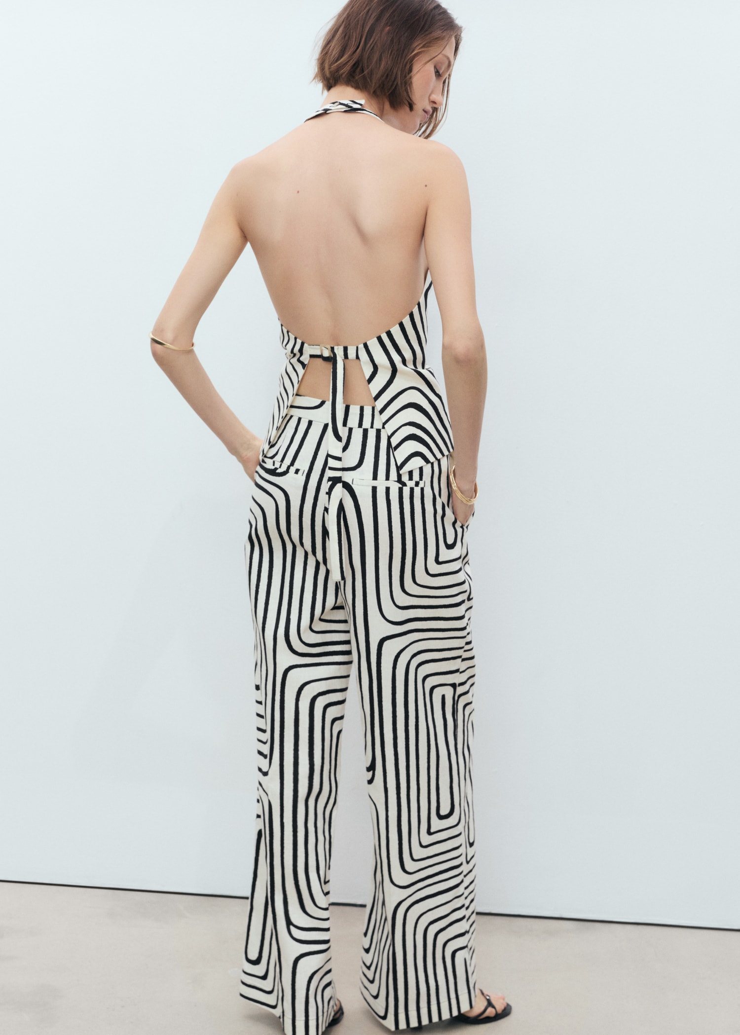 Pantalon lin imprimé géométrique - Verso de l’article