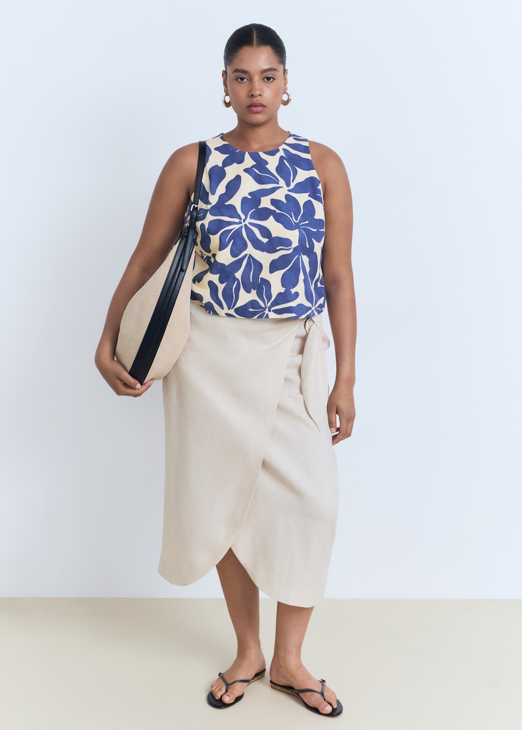 Printed linen-blend top - Women | MANGO USA
