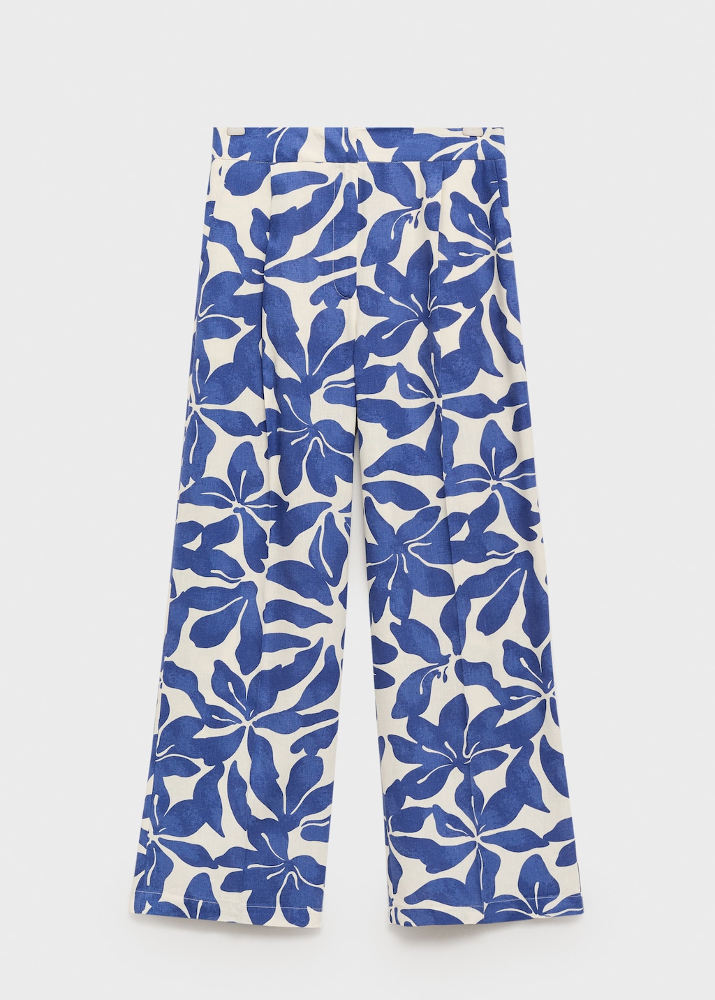Printed linen-blend pants