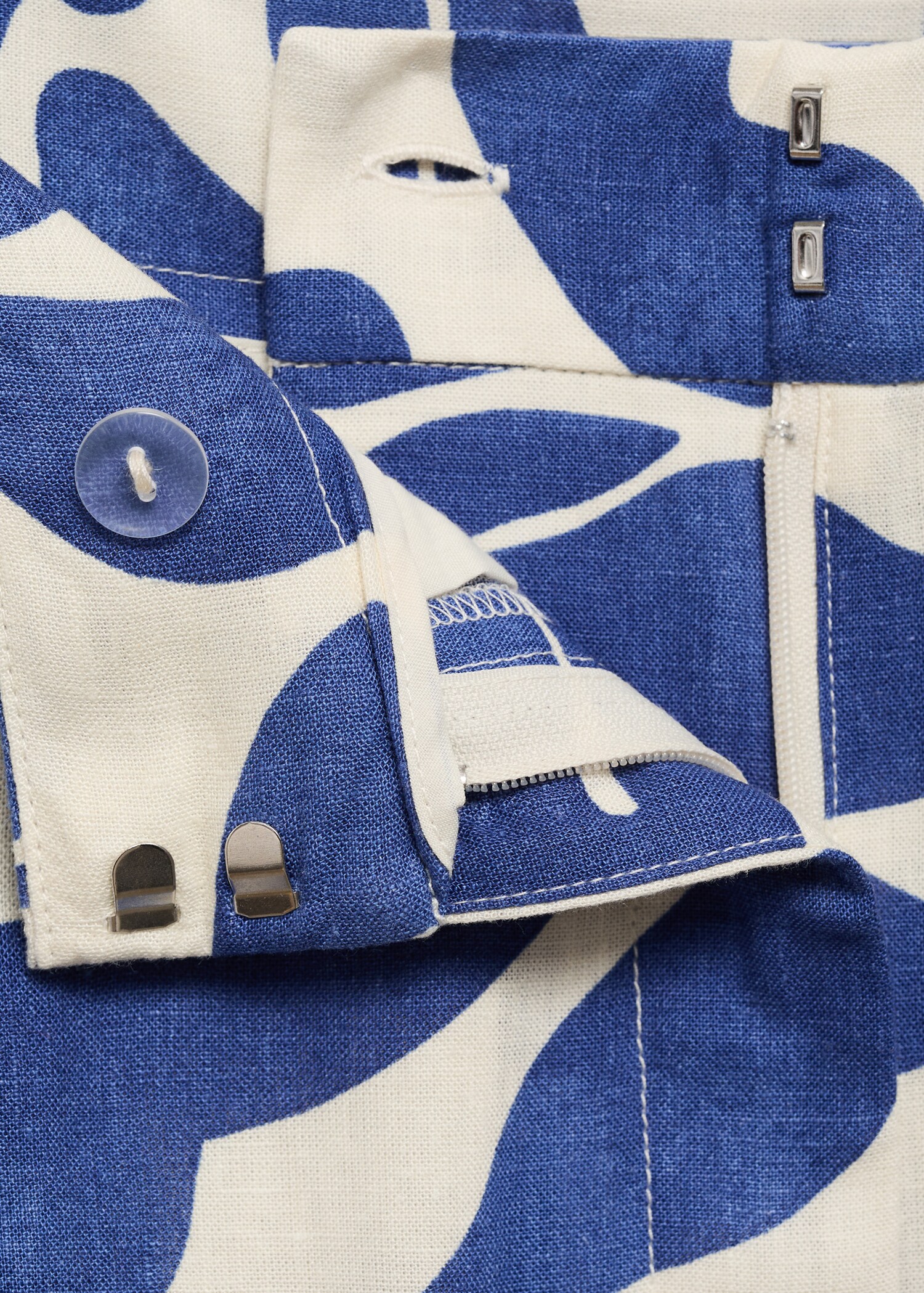 Printed linen-blend trousers - Details of the article 0