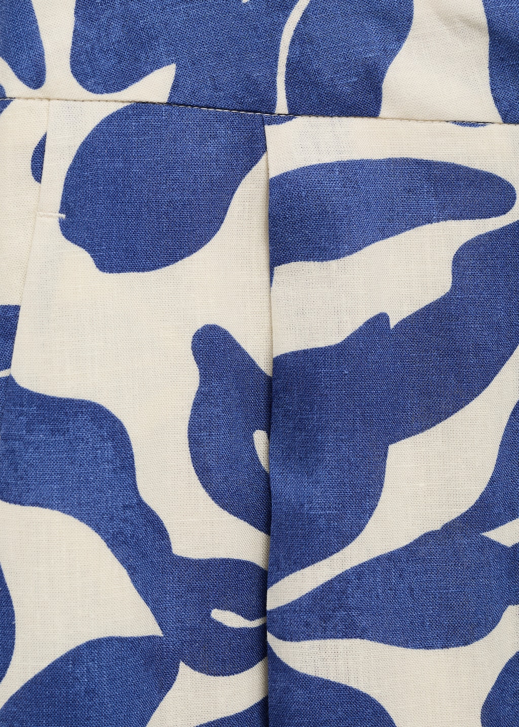 Printed linen-blend pants