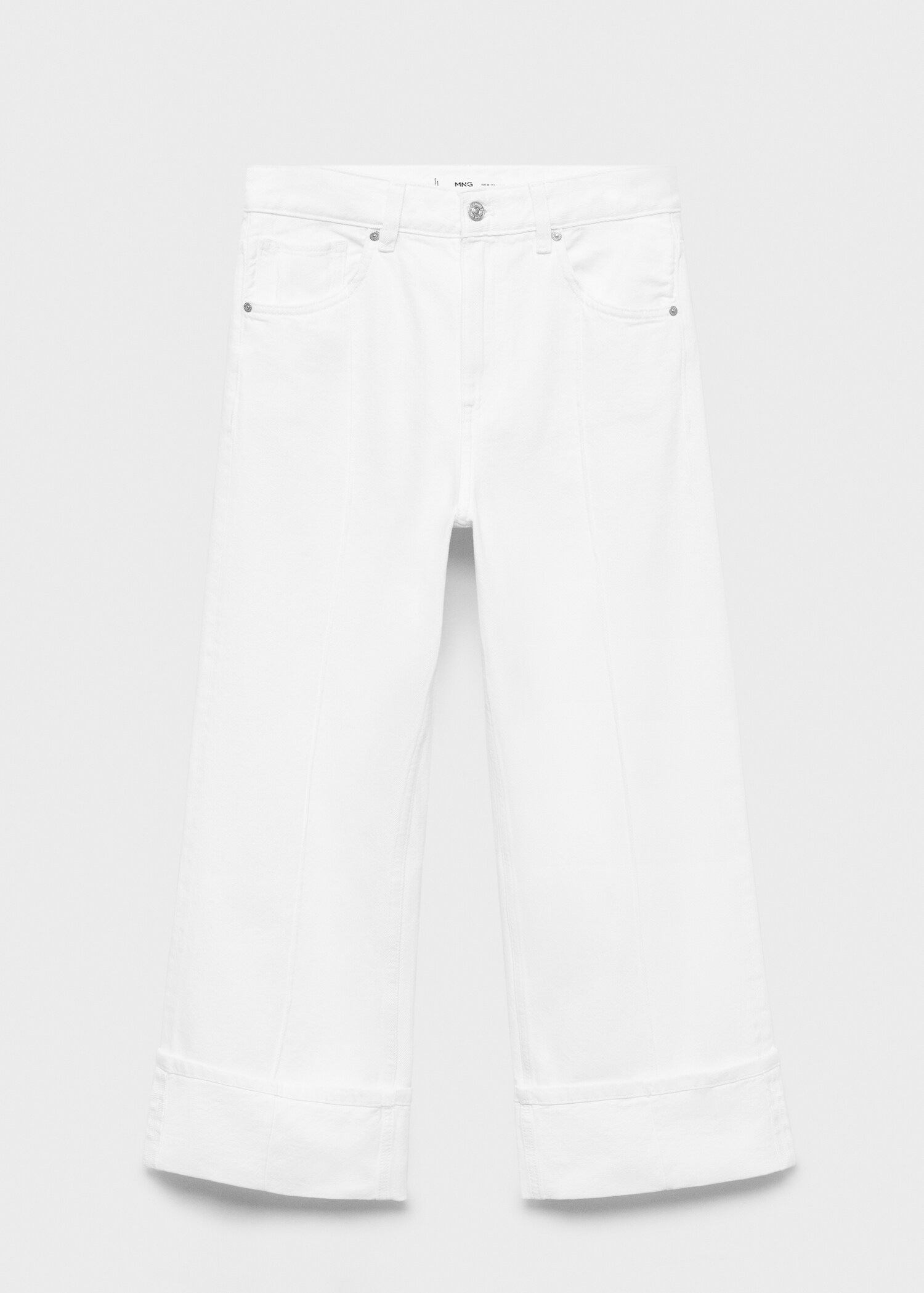 Wide-leg cropped jeans with turned-up hem - Article without model