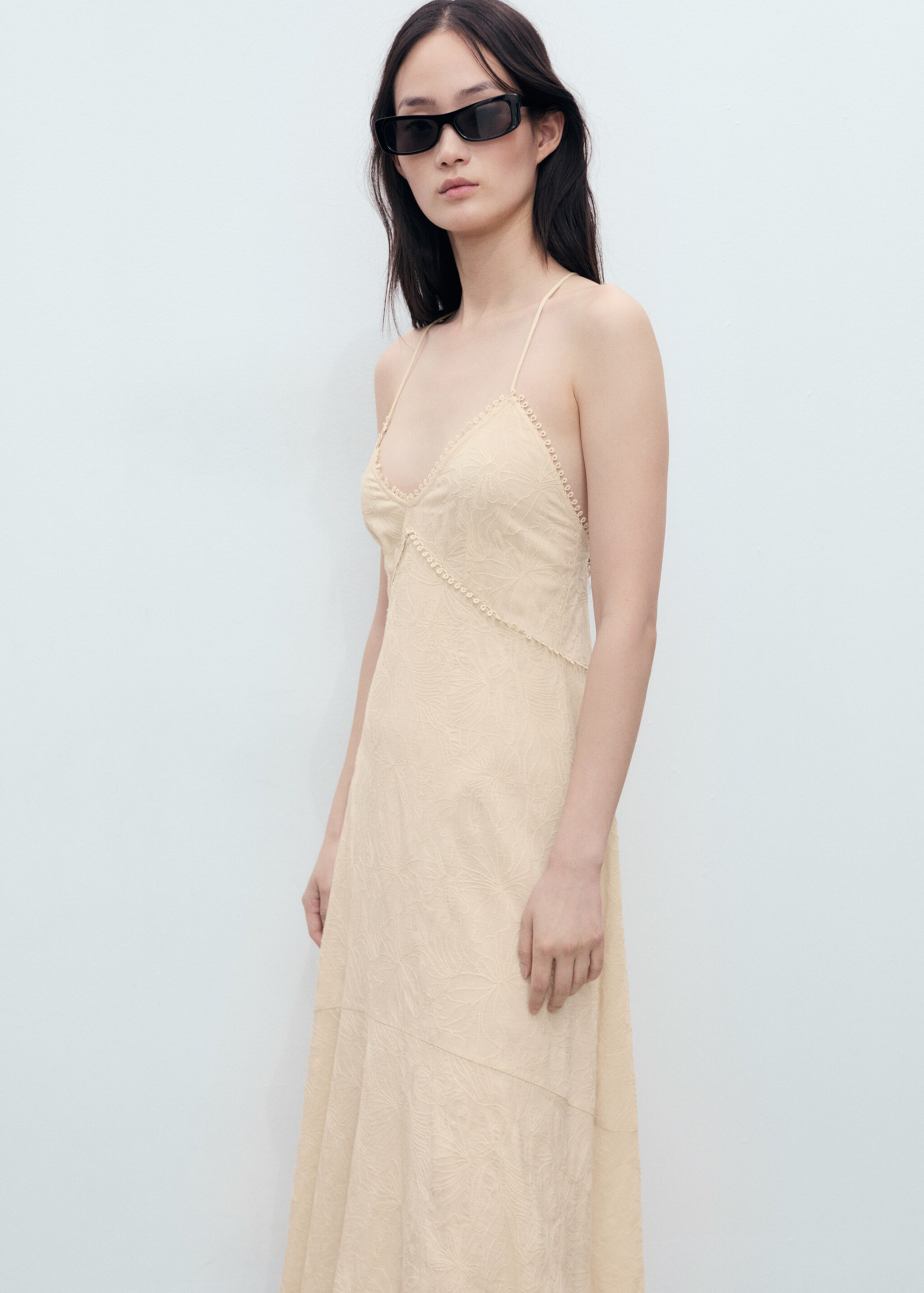 Embroidered midi dress - Medium plane