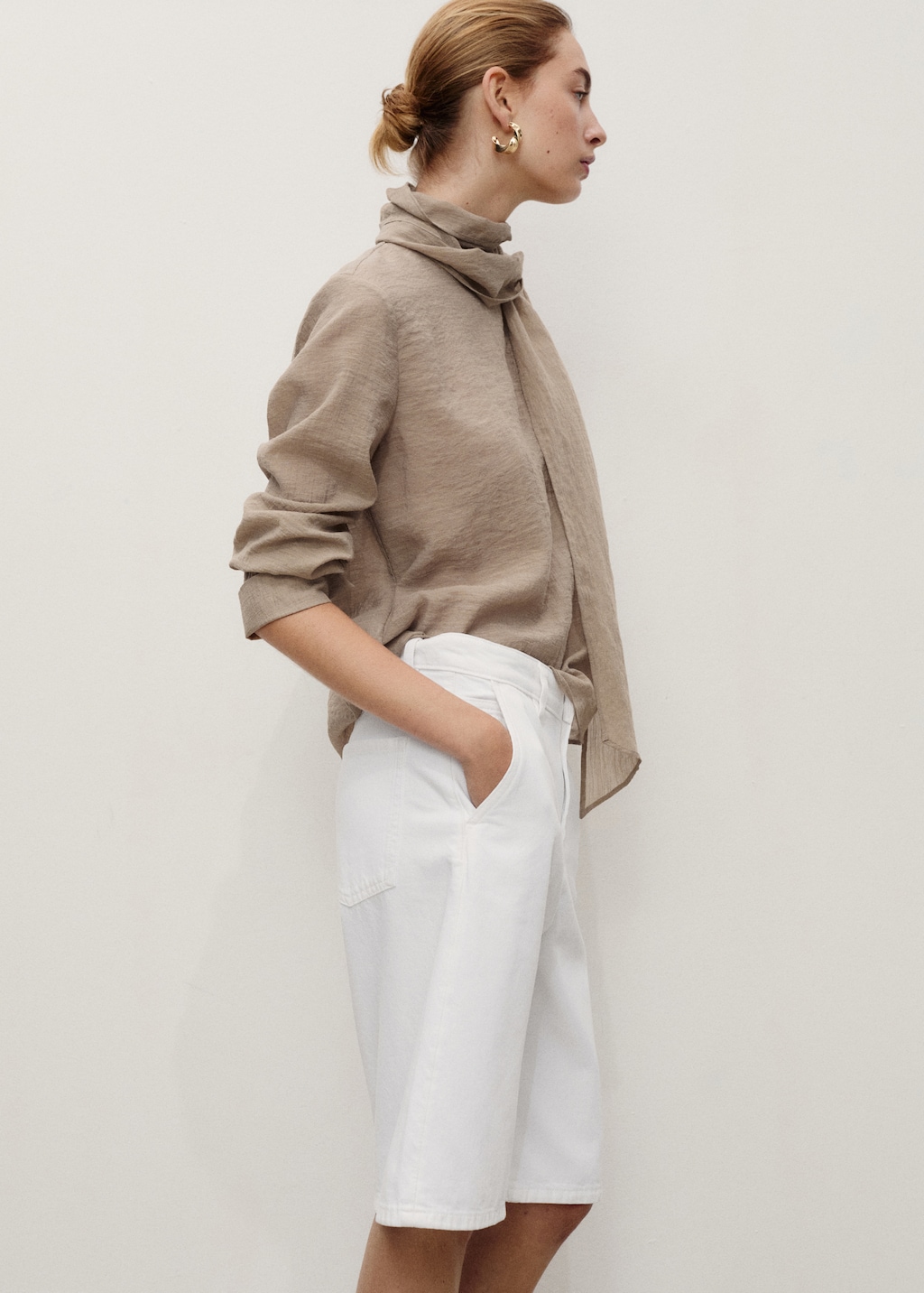 Mid-rise denim bermuda jorts