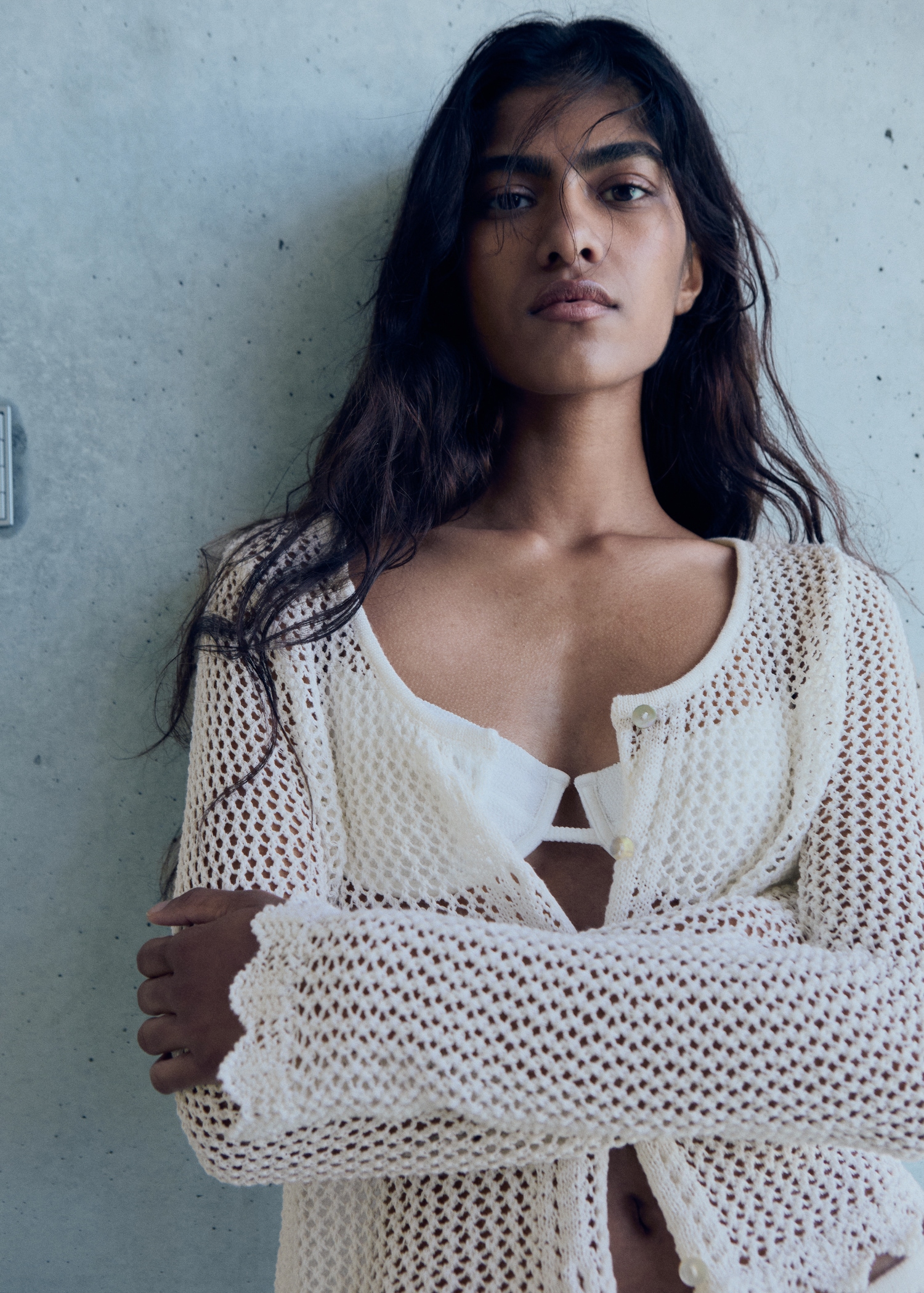 Crochet cardigan with buttons - Main Image