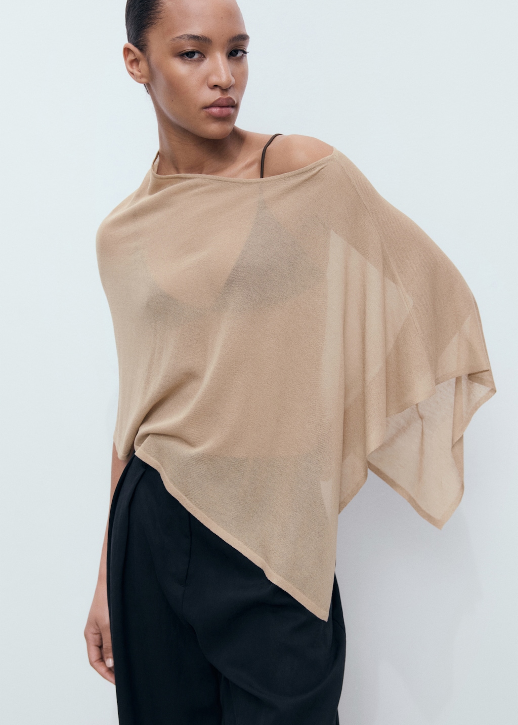 Mango Asymmetrical knitted cape