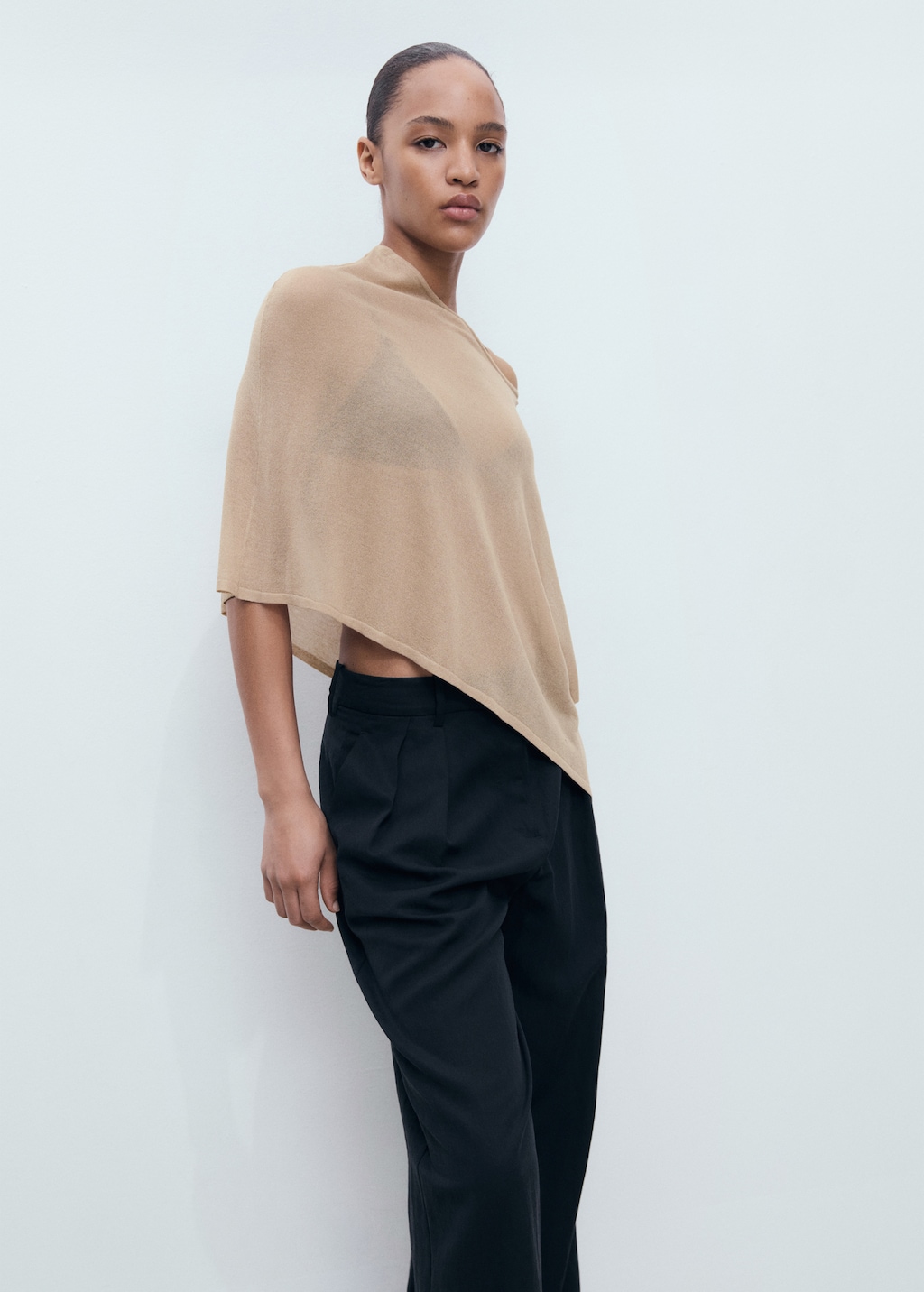 DECEMBERMAY☆ Asymmetric color knit M Asymmetric Poncho | White House Black Market